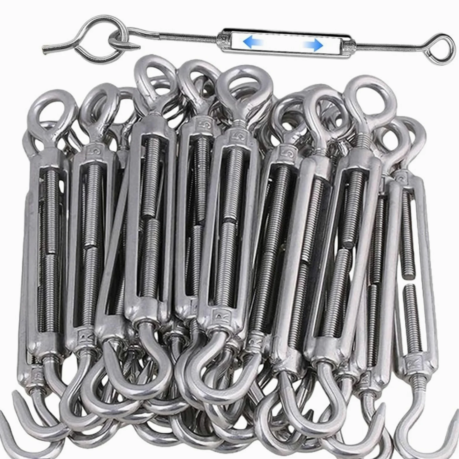 Tensores Para Toldos Tensor de tensor, cuerda alambre, equipo barandilla Cable tensión, tensores gancho y ojo ajustables(M4-OCHook,20PCS)