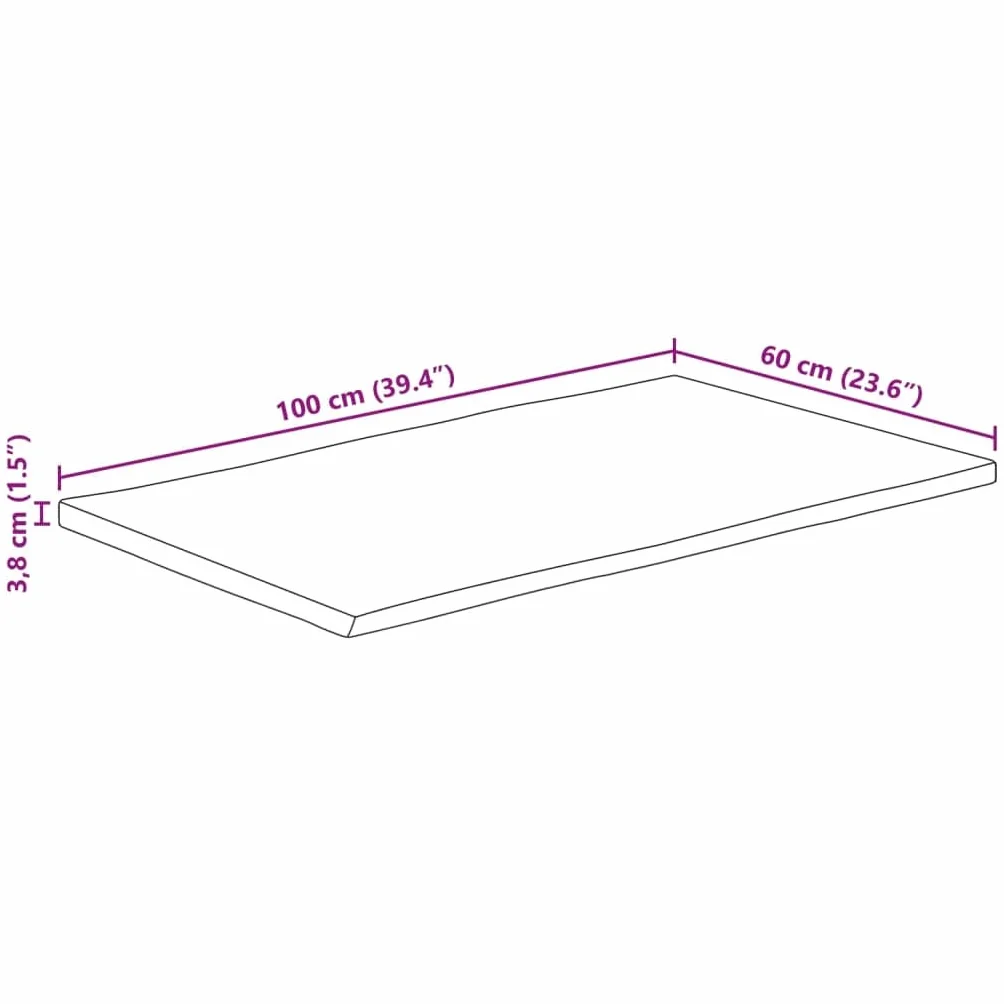 Genérico Tablero de Mesa Borde Natural Madera Maciza Mango 100x60x3,8 cm,Accesorios para mesas,Tableros para mesas-370694