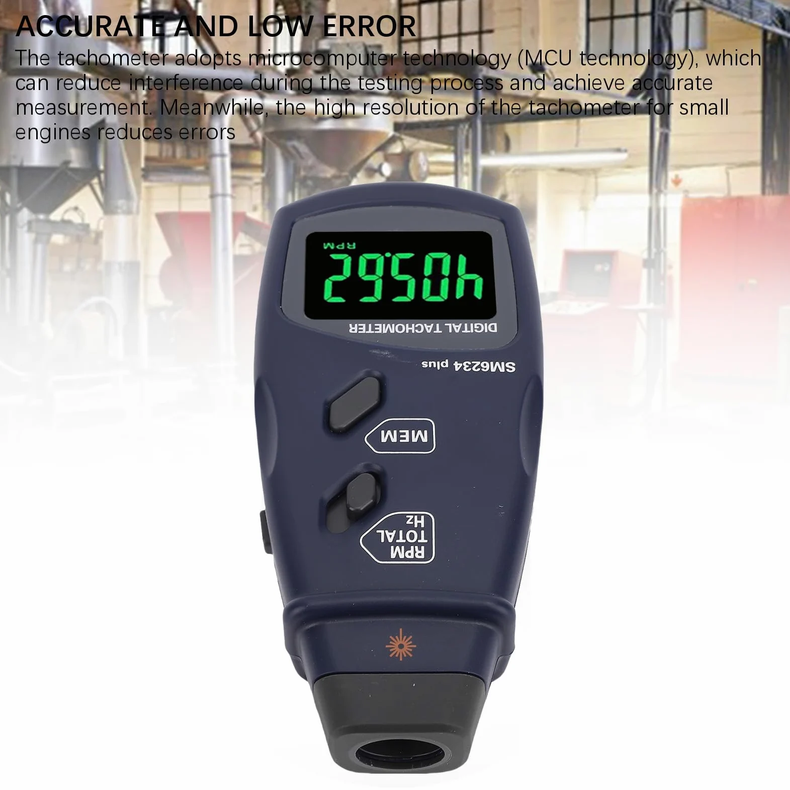 Tacómetro Digital Medidor de RPM Fototacómetro Láser Sensor sin Contacto 2.5 99999 RPM LCD Retroiluminado Probador de Velocidad de Motor Pequeño de Alta Precisión Medición de del Motor
