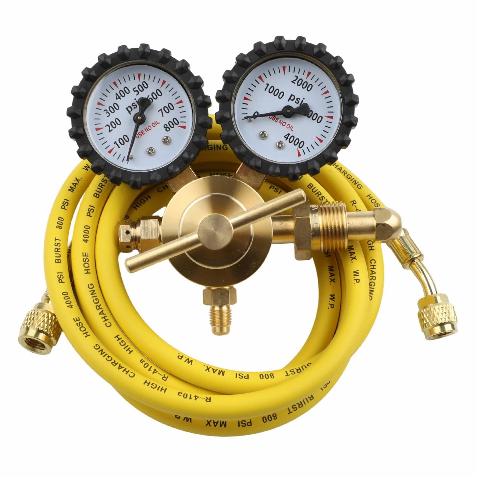 Regulador de nitrógeno de latón de alta presión G5/8 y CGA580 con manguera de 2 m, entrada de 1 a 200 bar, salida de 1 a 60 bar, flujo de 25 m3/h para uso en laboratorio industrial