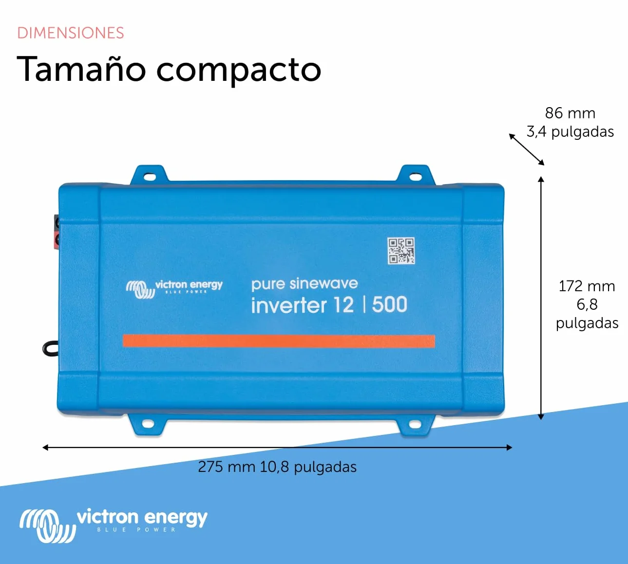 Victron Energy 500VA 12-Voltios 230V CA Inversor de Onda sinusoidal Pura (Schuko)