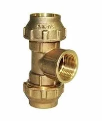 Suinga Pack 4 Te Hembra Latón 32mm x 1'' para Tubería Polietileno 32mm | Conexión Roscada | Certificado Aenor | Accesorio de Fontanería, dorado