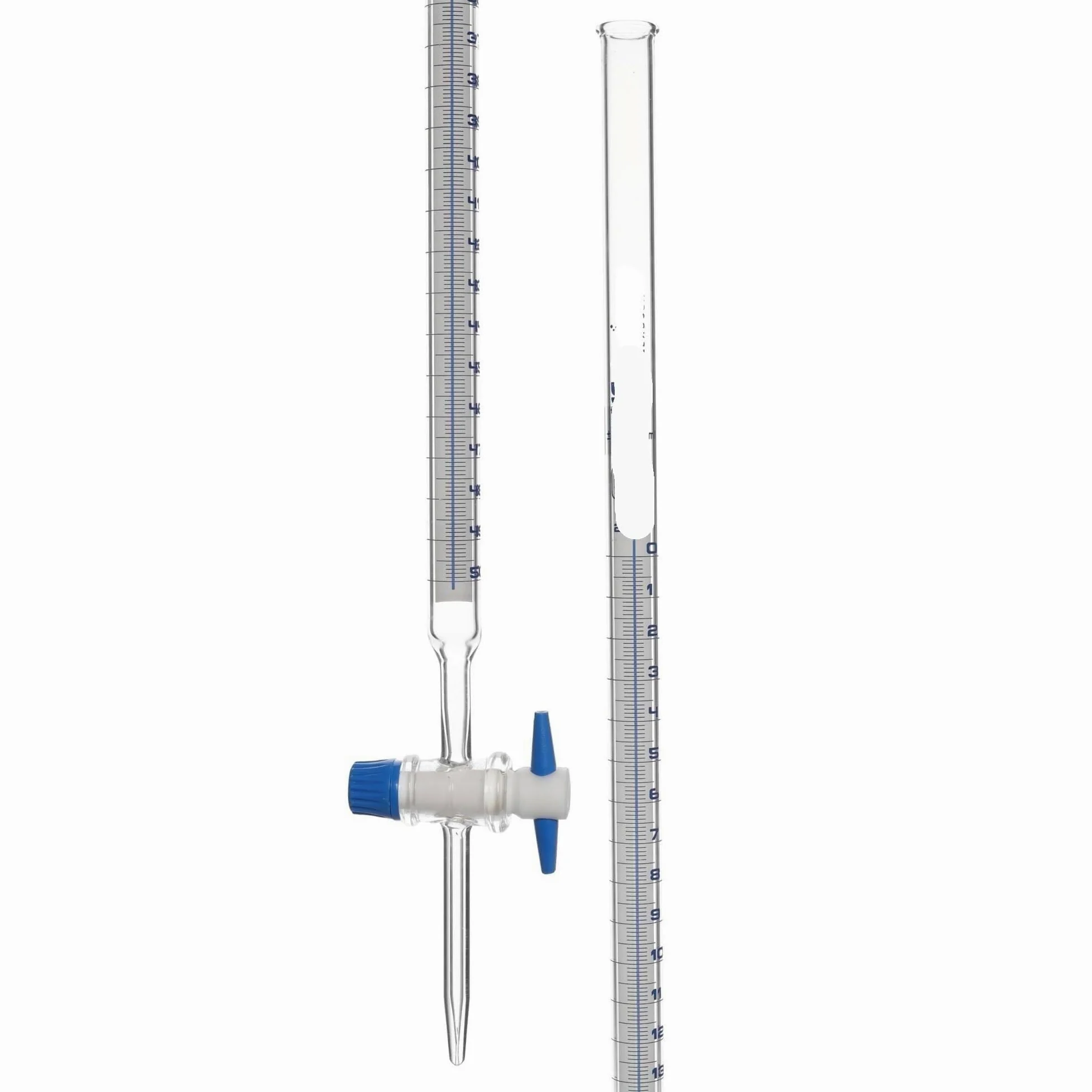 Bureta de vidrio 50ml Clase A con llave de PTFE para mediciones de laboratorio precisas