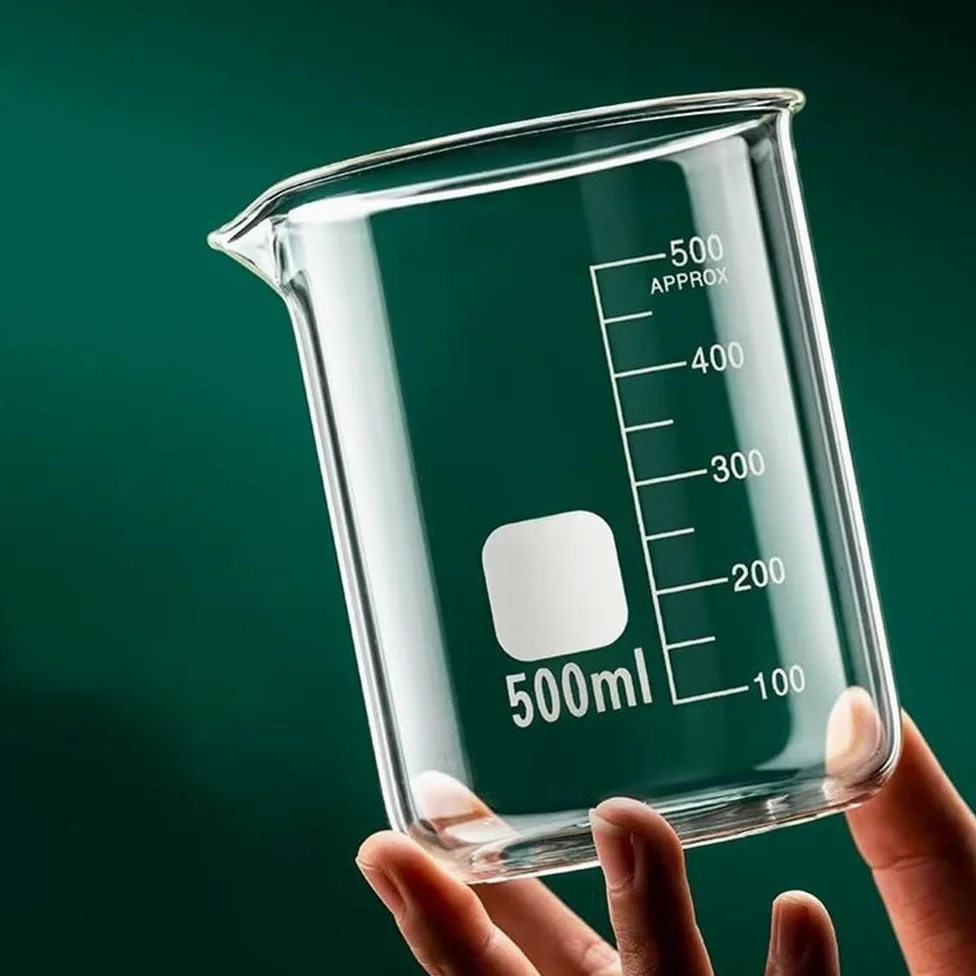 Vaso de vidrio 500ml 1000ml taza medidora borosilicato con mango for cocina laboratorio(500ml handle)