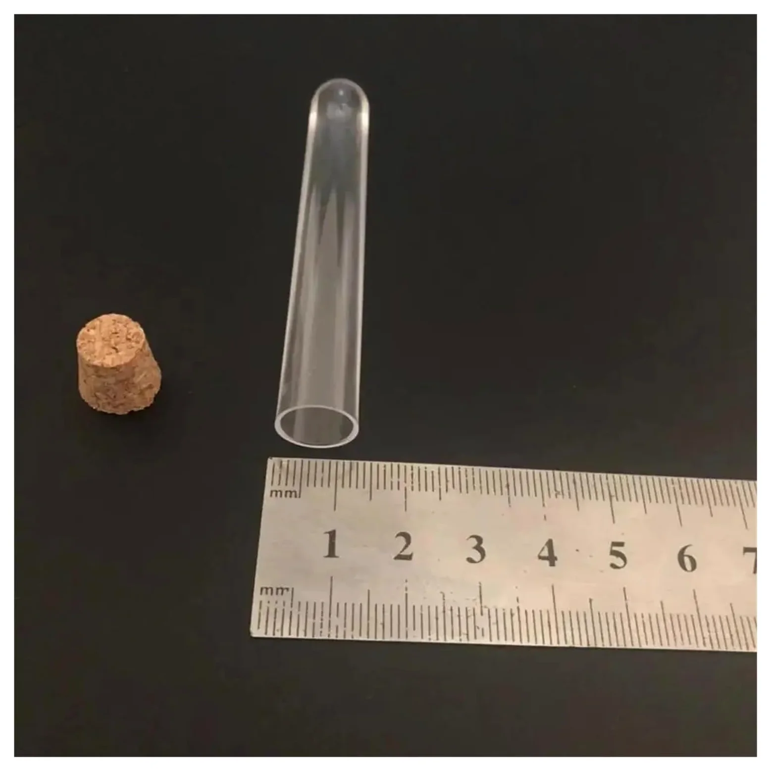 400 piezas/lote 12 x 75 tubos de ensayo de plástico con tubo de plástico de fondo redondo de corcho