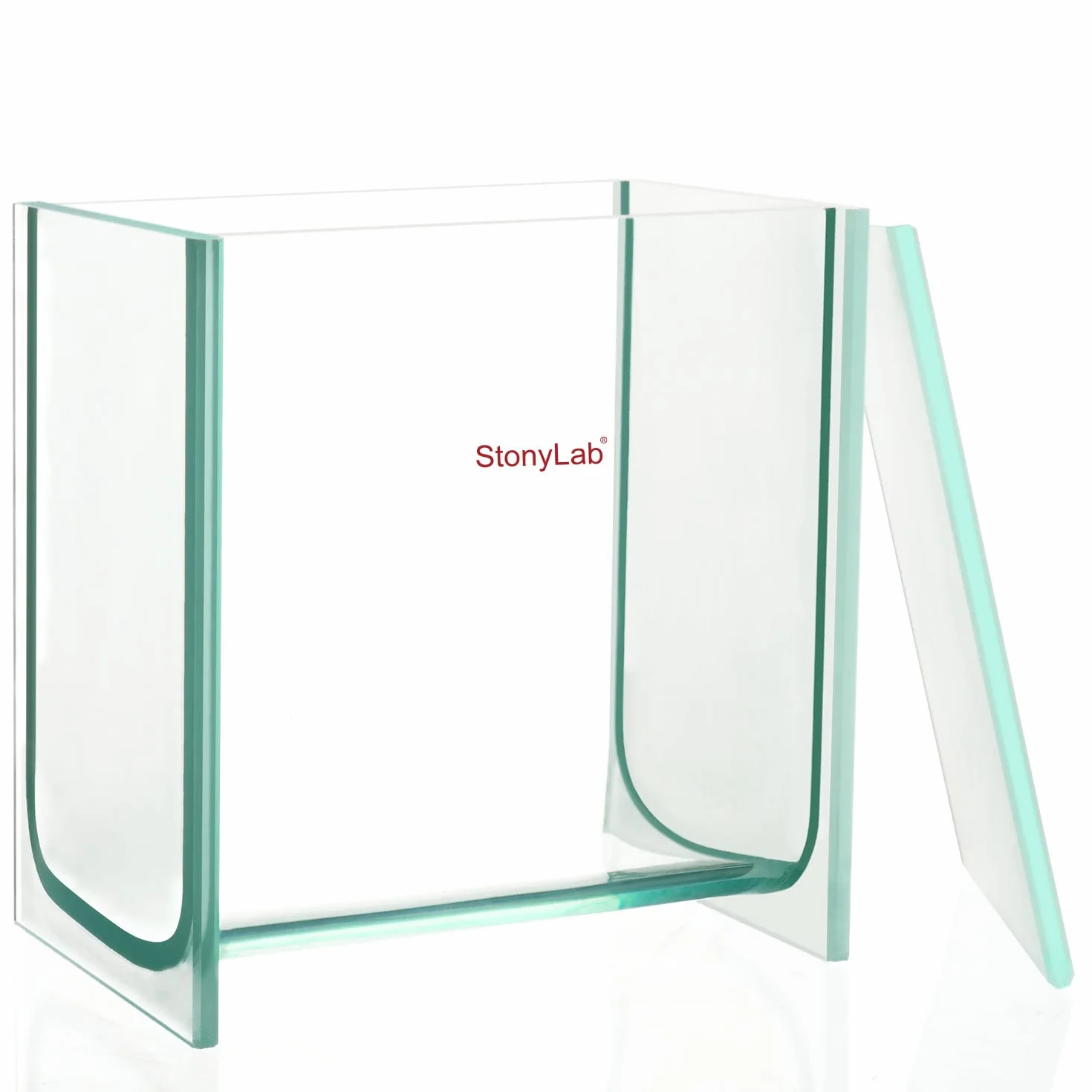 stonylab TLC Tanque de Revelado, Cromatografía Cuadrada de Vidrio Borosilicato de Servicio Pesado Cámara de Revelado TLC con Tapa para Investigación de Lab, 100 x 100 mm