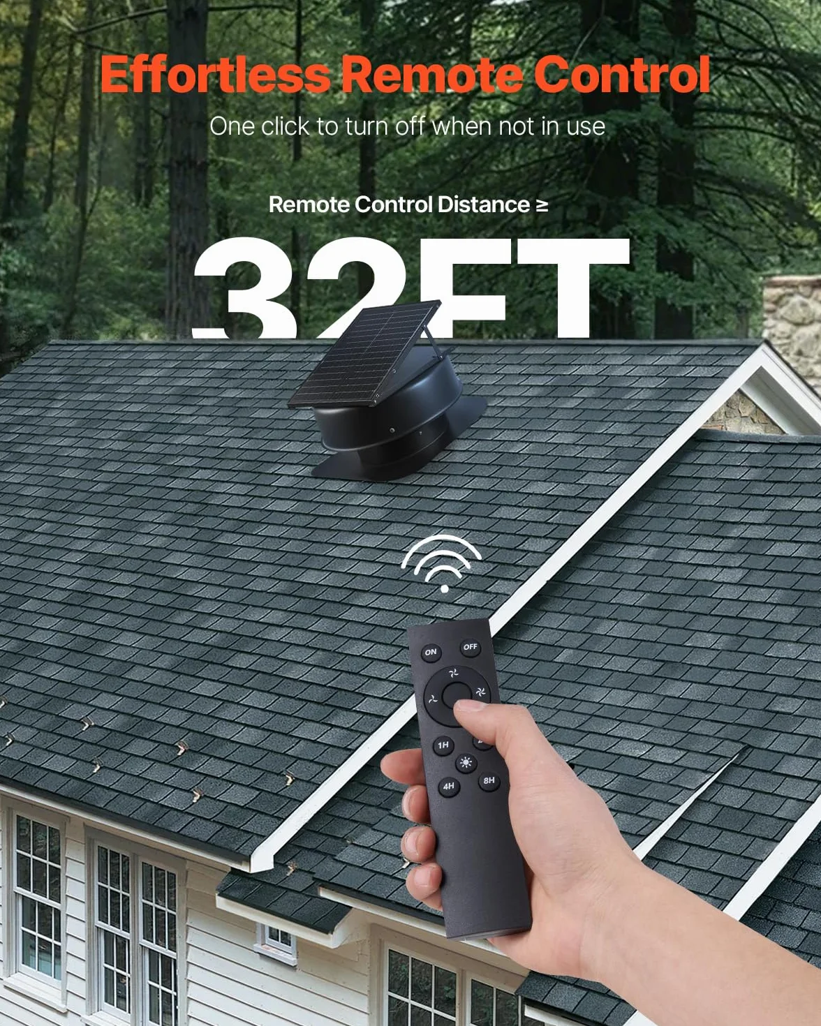 VEVOR Ventilador de Techo para Ático de 50 W con Termostato, Control Remoto, Flujo de Aire de 3000 CFM, Sensor de Humo Incorporado con Parada Automática para Enfriamiento y Deshumidificación