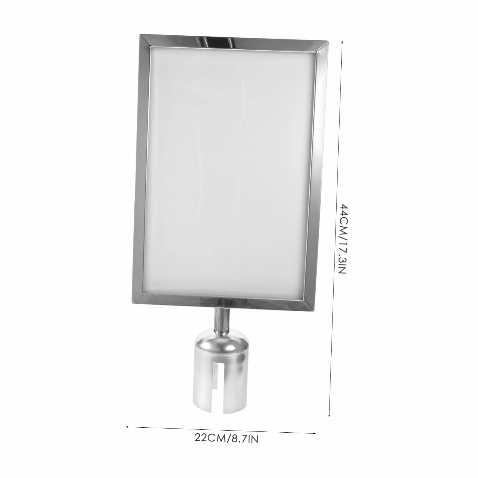 VILLCASE Letrero Tamaño A4 Acero Inoxidable Marco Vertical Poste Soporte Correa Retráctil