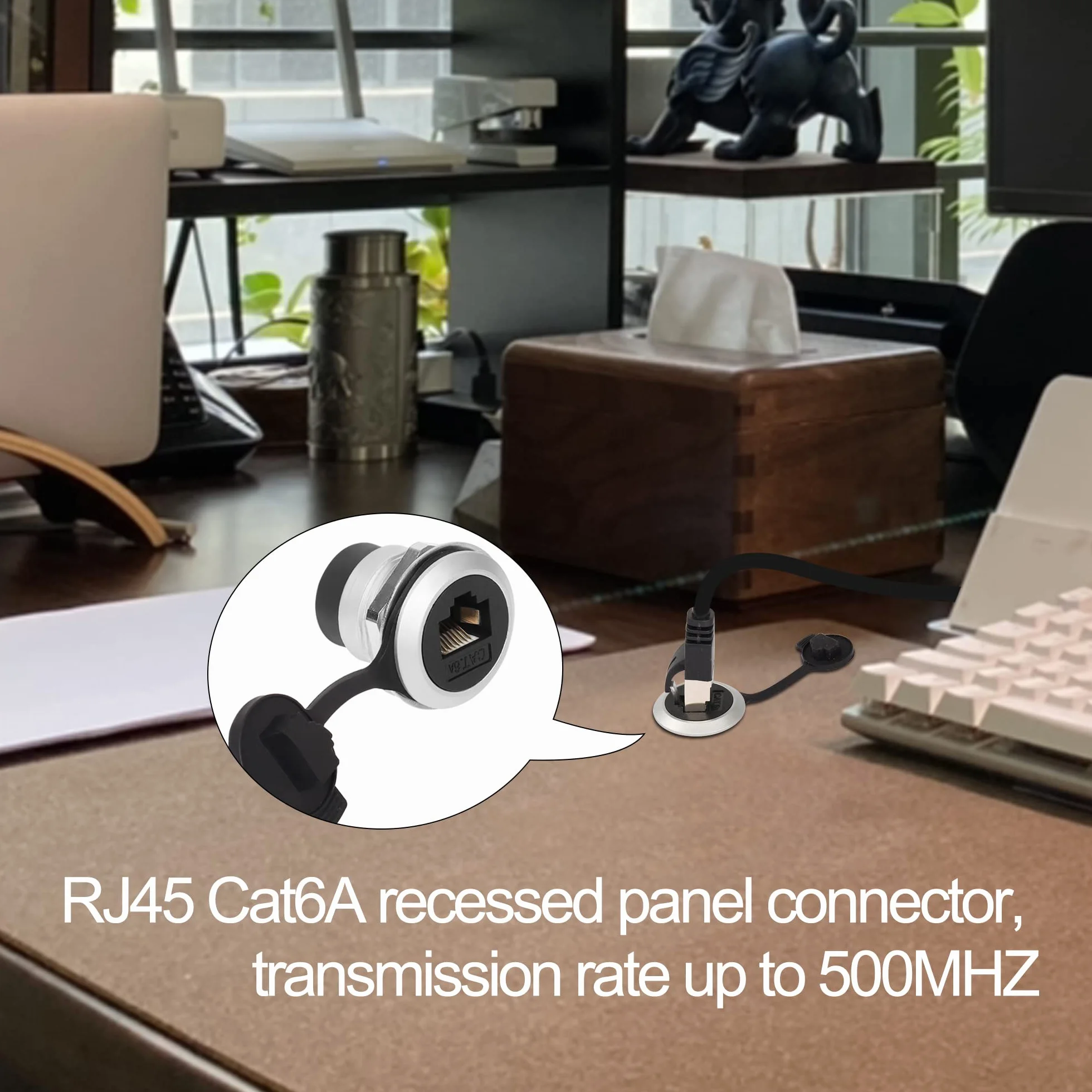 QIANRENON Cat6a RJ45 Adaptador Fijación Fija Roscada Hembra a Hembra Panel Montaje Ethernet Aluminio Impermeable