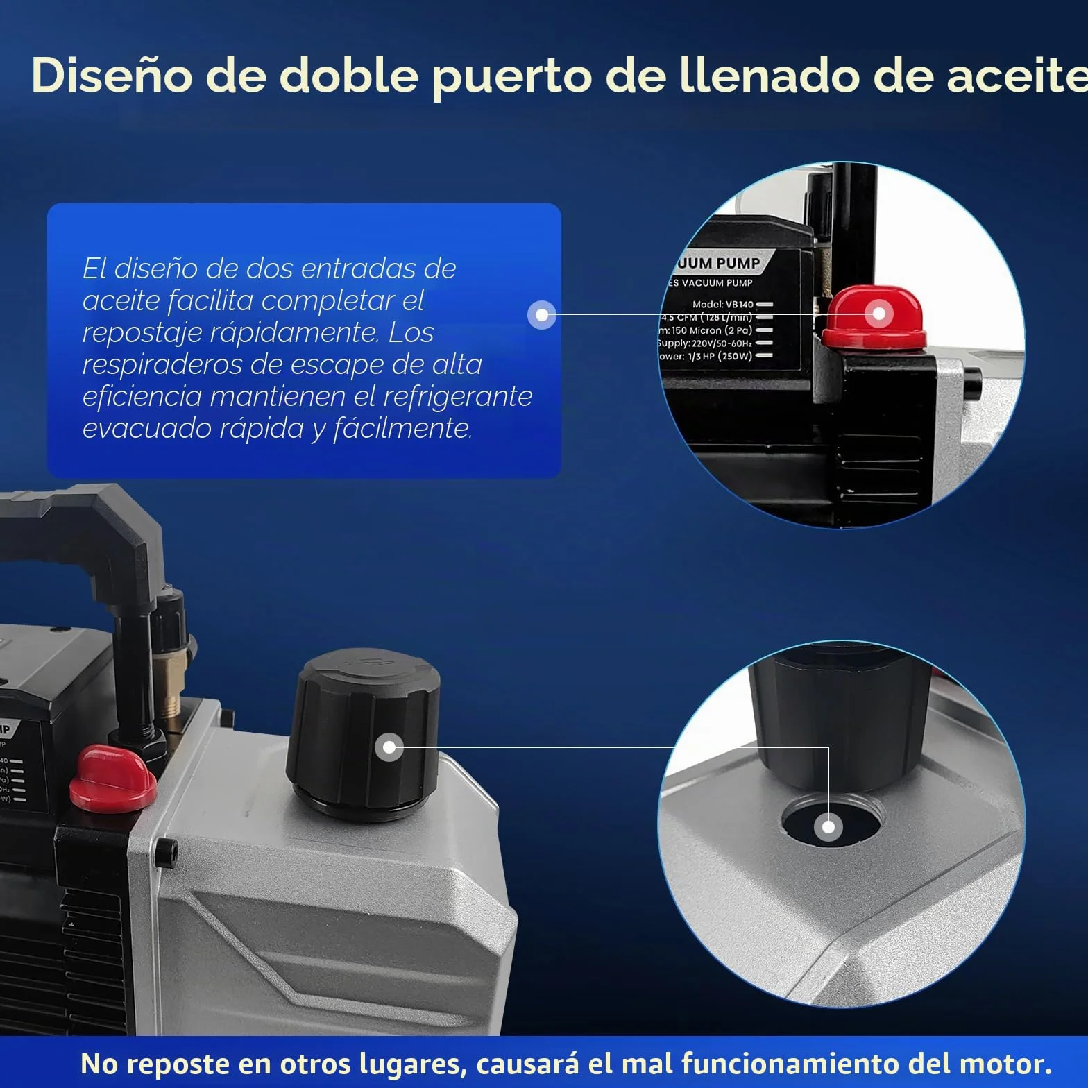 BACOENG 4,5CFM Bomba de Vacío, 1/3 HP Bomba de Vacío para Aire Acondicionado 1440r/min para HVAC AC Refrigerante Aire Herramienta