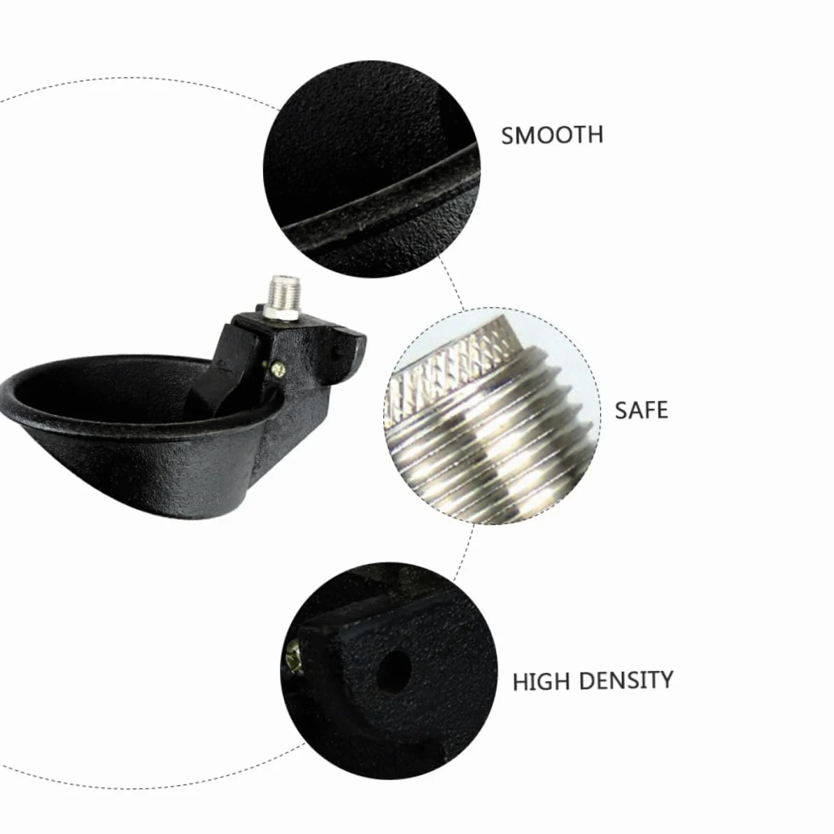 Bebedero Automático para Cerdos de Hierro y Acero Inoxidable Negro | Cuenco de Agua para Granja y Hogar, Superficie Lisa, Ingeniería Segura, Alimentación de Agua Automática