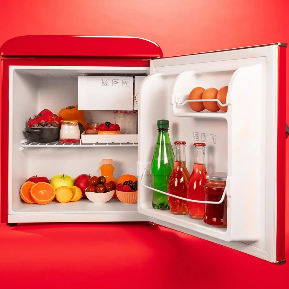 Cecotec Bolero CoolMarket TT Origin 45 Mini Nevera Frigorífico Retro Sobremesa 45L Rojo