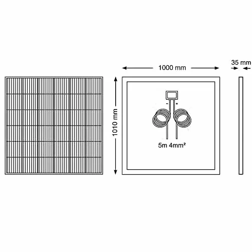 Panel solar monocristalino 200W 12V placa cuadrada con cable de 5 metros células PERC de alta eficiencia