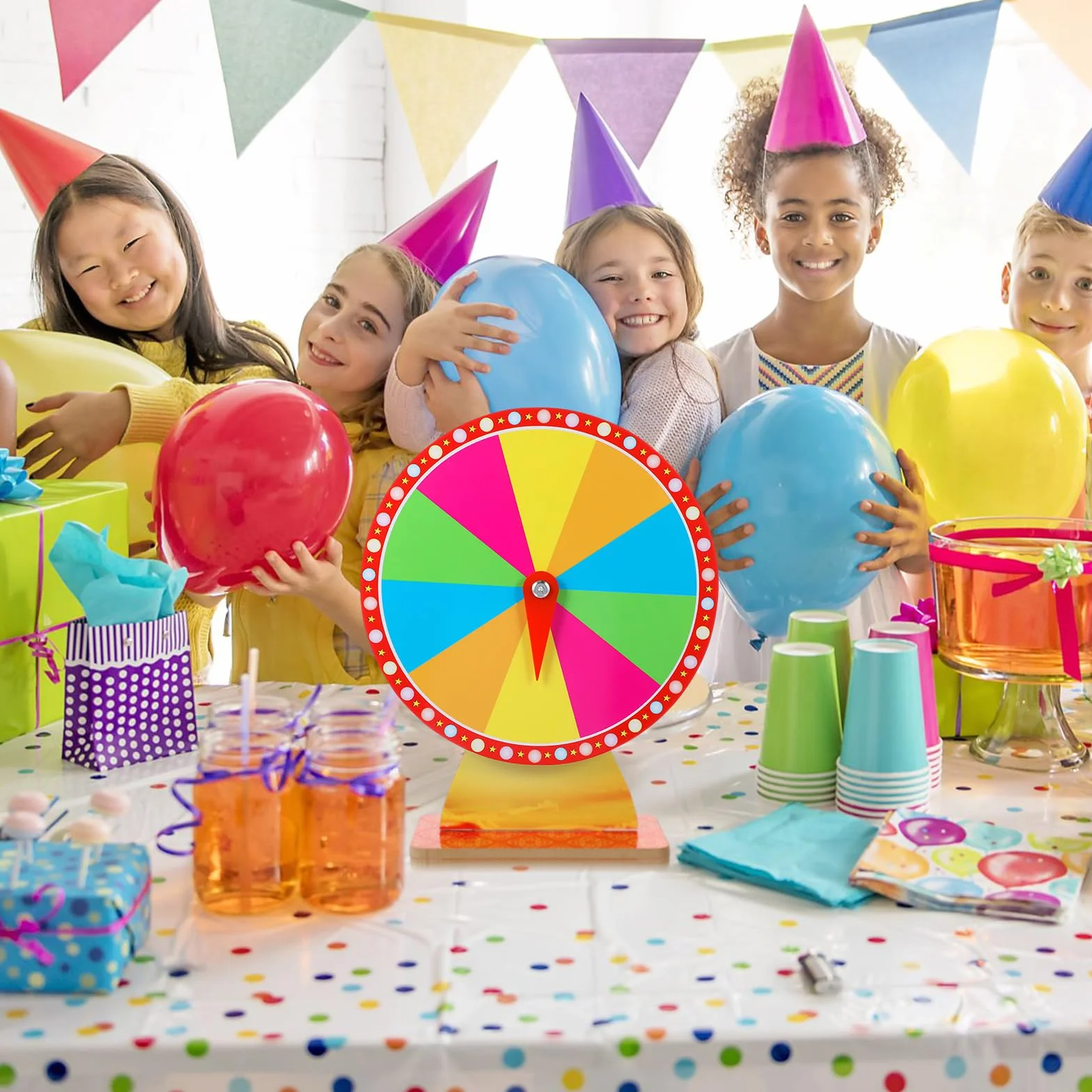 Rueda para Premios con Soporte de Escritorio - Ruleta de la Fortuna para Fiesta - Juego Suerte para Carnaval