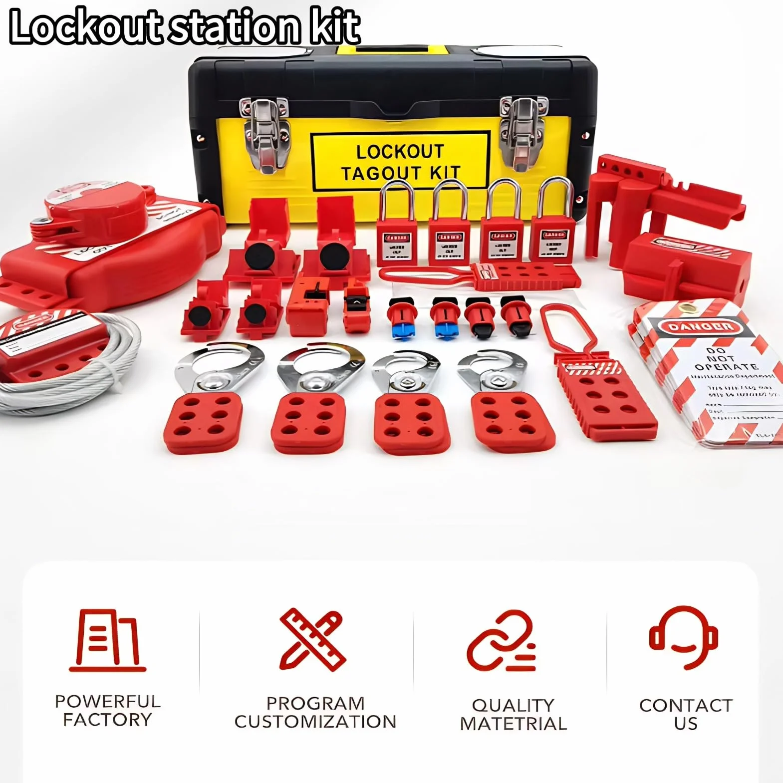Lockout Tagout Station Kit High Temperature Lockout Tagout Kit Electrical kit de bloqueo eléctrico Stable Per candado electrico formance Lockout Tagout , with Tool Box Kits Kits