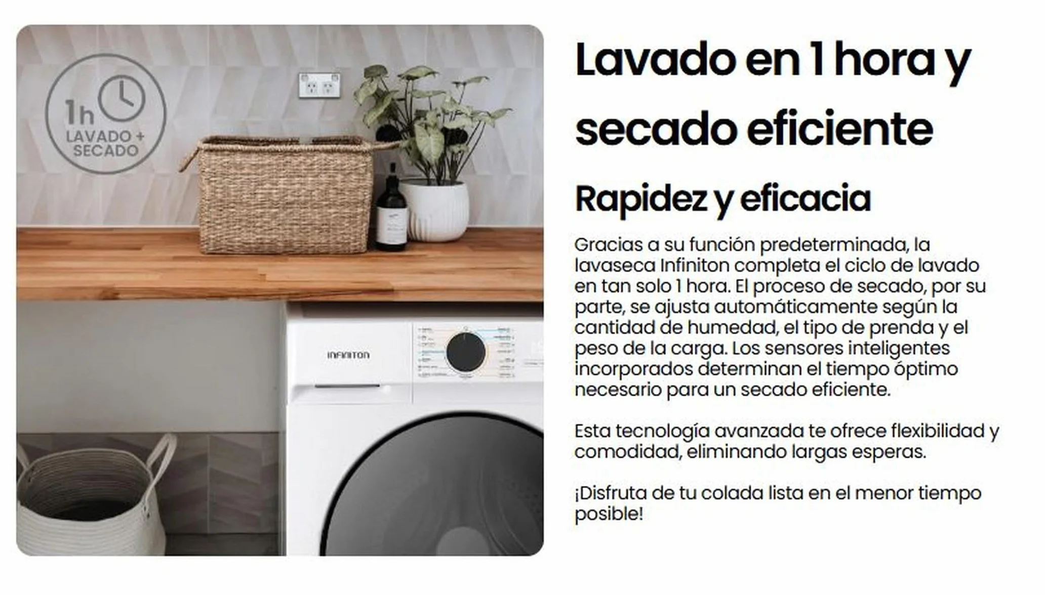 Lavadora-Secadora INFINITON WSD-A685B Carga Frontal 8/6 kg 1400 rpm INVERTER