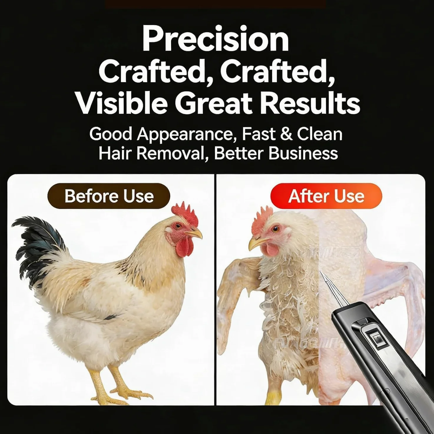 Máquina eléctrica para despelar aves de corral, herramienta de desplumado automático con interruptor impermeable y luz para pollo, ganso, pato, pavo y otras aves de corral