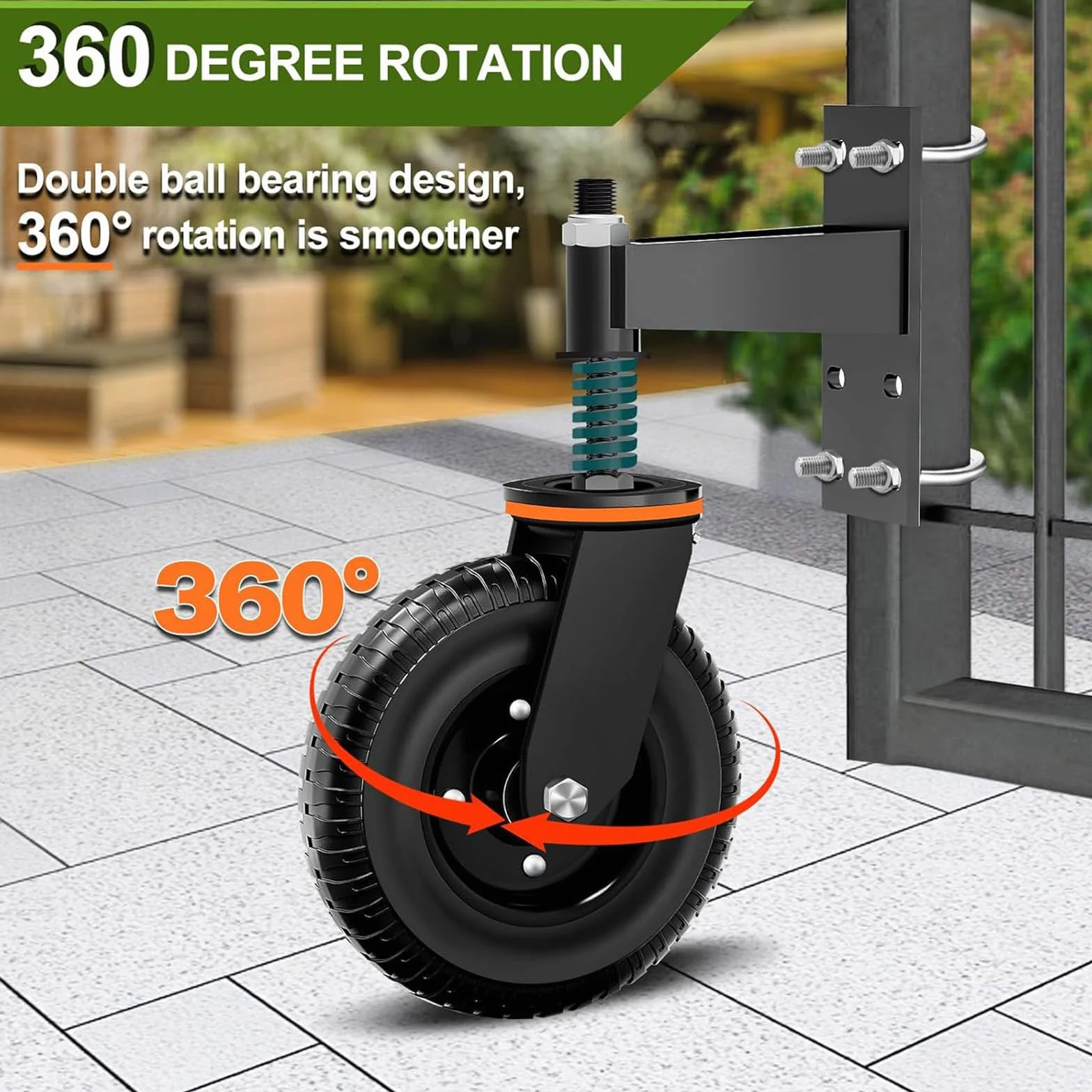 Rueda de Puerta de Valla de Compuerta de Tubo Metálico 600lb 360 Grados 20cm