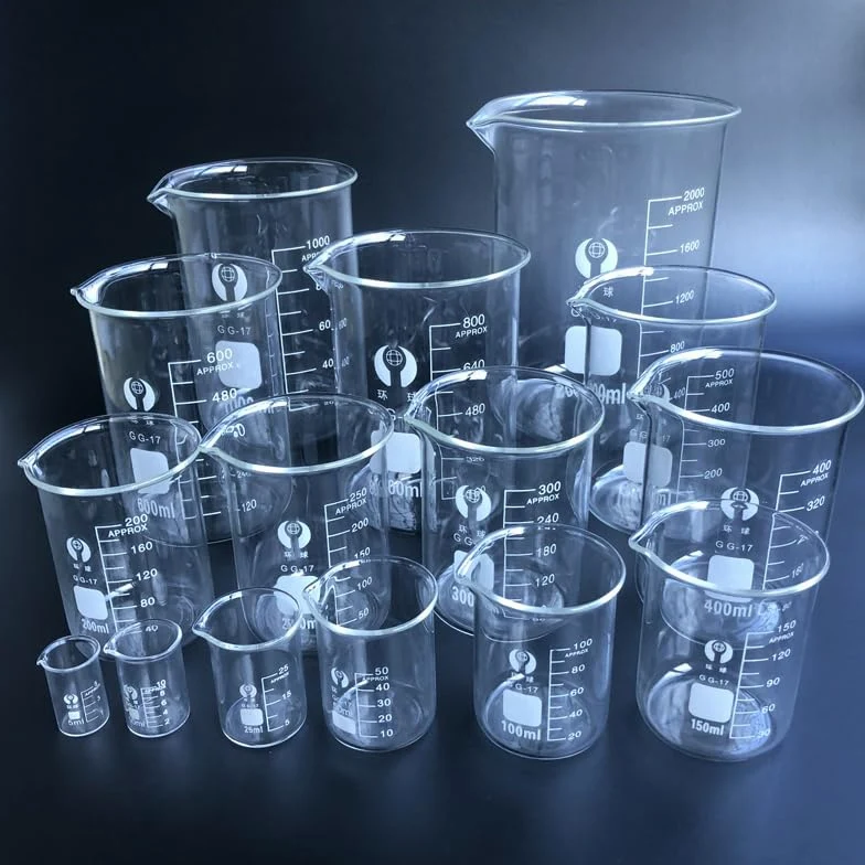 1 Juego de Vaso de Vidrio de Laboratorio borosilicato 3,3 Taza de Cocina de Vidrio de medición de Laboratorio(Set 3)