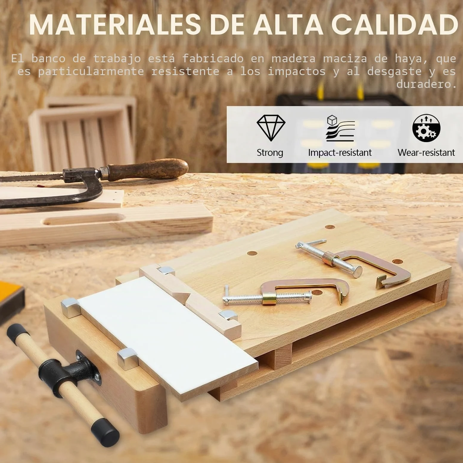 Banco de Carpintero, Mini Banco De Trabajo Portátil con Tornillo Carpinteria Mesa de Trabajo Taller Móvil Torno para Madera Adecuado para Tallado, Corte, SujecióN, Cepillado