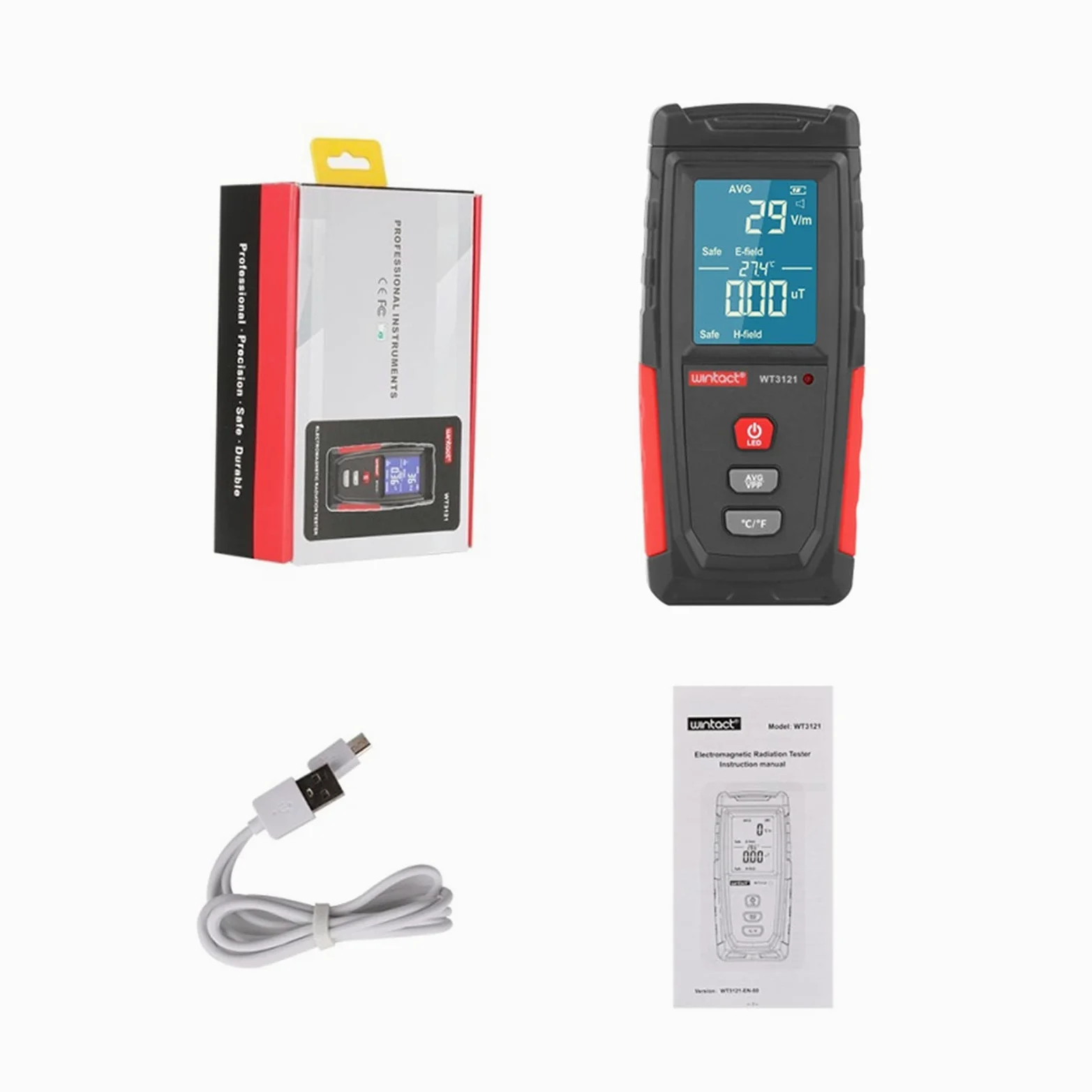Probador de radiación de campo electromagnético EMF Medidor de campo eléctrico campo magnético Dosímetro detector recargable Dosimete
