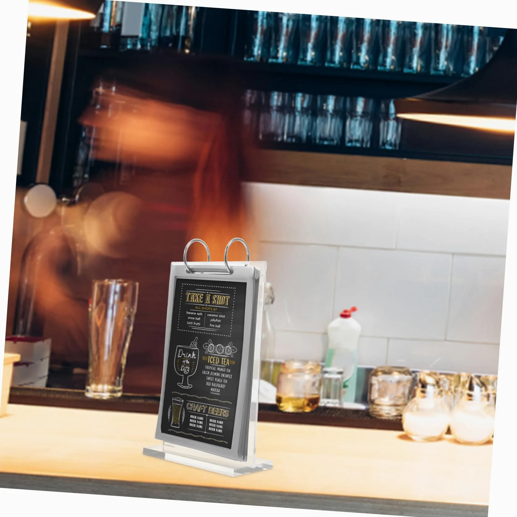 SHINEOFI 5piezas Soporte De Exhibición De Menú Transparente Soporte De Carteles De Escritorio Para Restaurantes y Cafés Vertical Con Base Estable