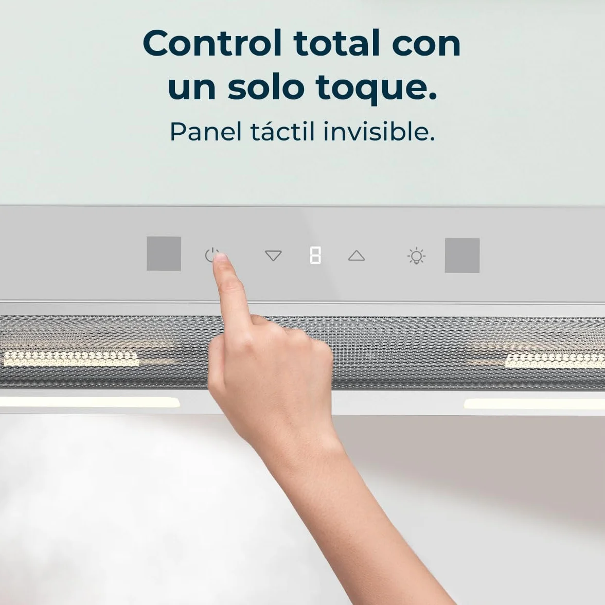Cecotec Campana Extractora 60cm Telescópica Bolero Flux TLT 604400 Glass White A+++ 431,2m³/h Motor DC Control Táctil