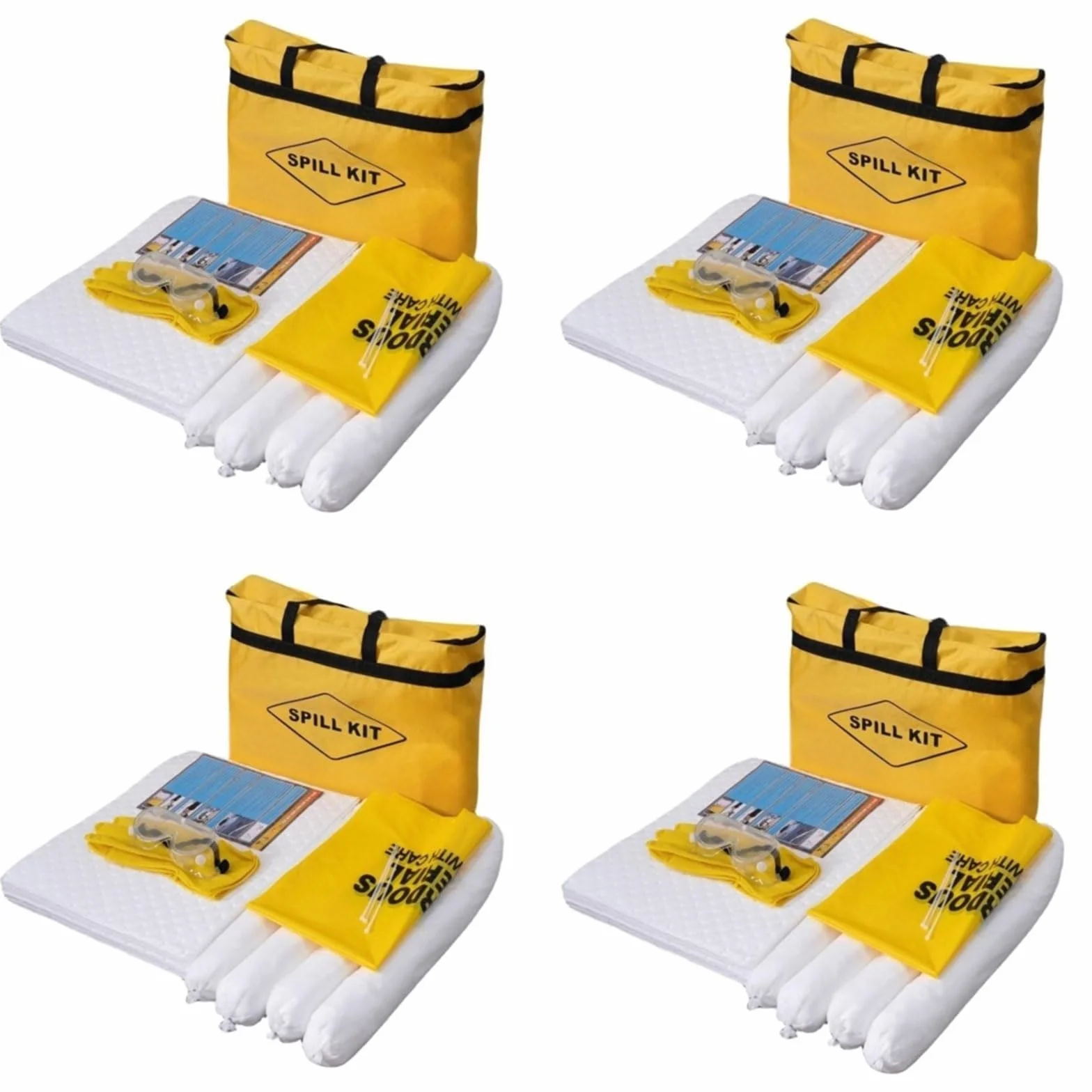 Kits para Derrames De Aceite Y Combustible De 23 litros - Kit para Derrames De Aceite - Cualquier Absorción De Aceite, Completo con Almohadillas Y Calcetines Absorbentes De AC(Size:4 Pack)