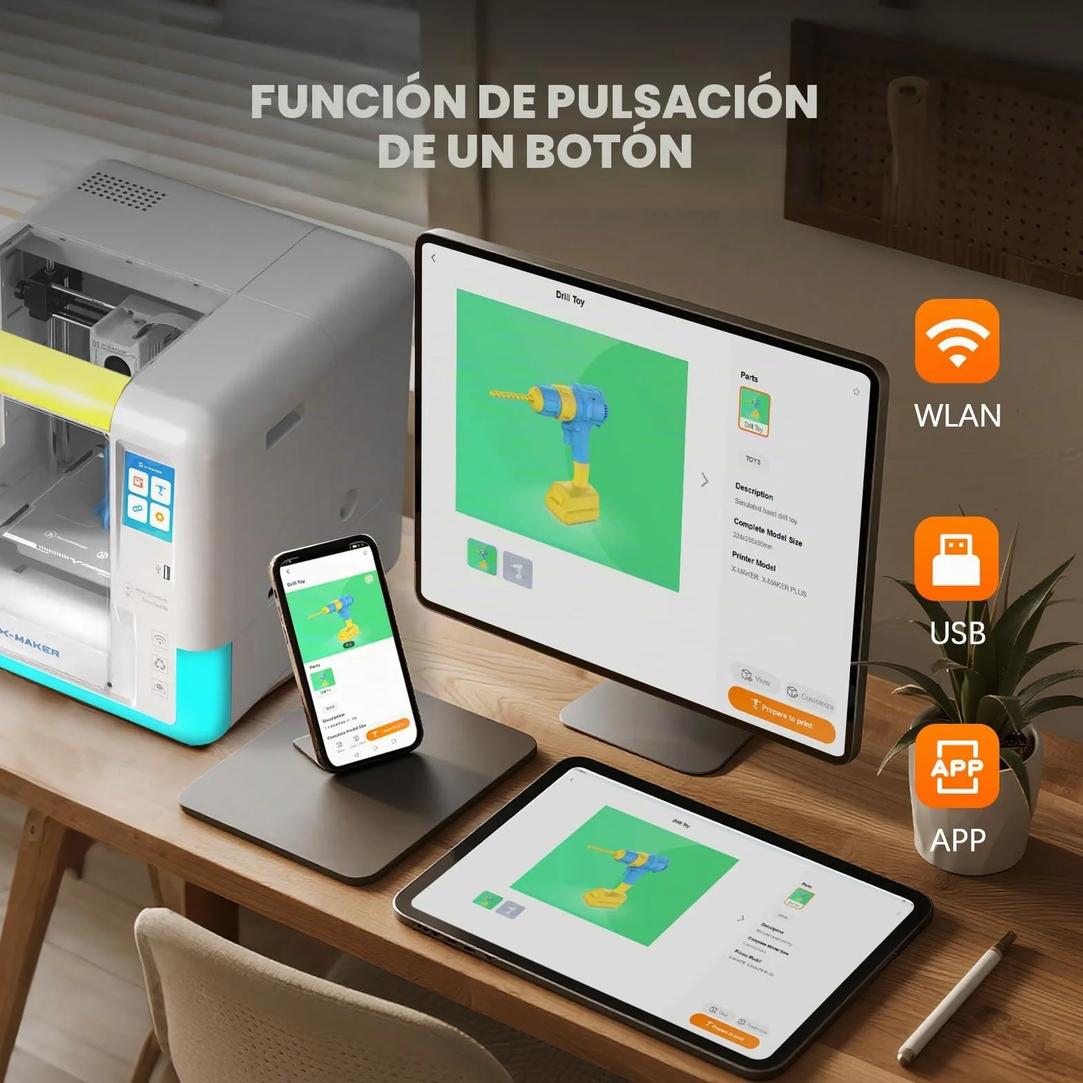 X-Maker - Impresora 3D con aplicación de diseño, totalmente cerrada, aplicación de diseño de IA, amplia colección de plantillas de juguetes 3D, con más de 15 módulos de diseño mini 3D, cambio rápido