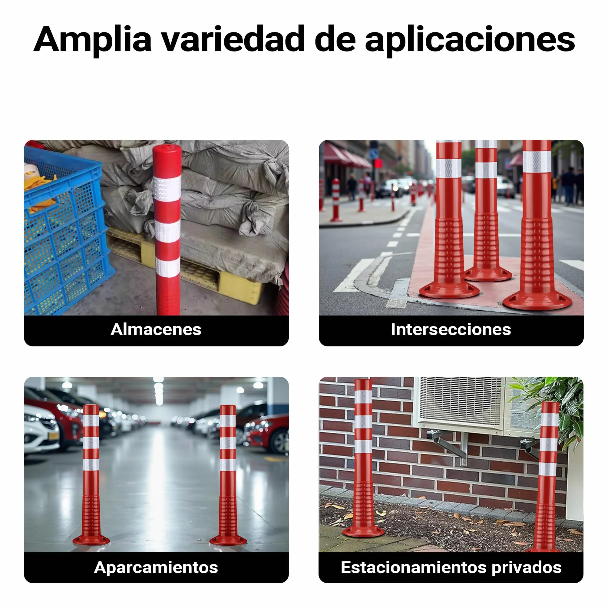 Wiltec Juego de 2 Postes de Señalización Naranja y Blanco 75 cm Altura 20 cm Diámetro Reflectante Flexible