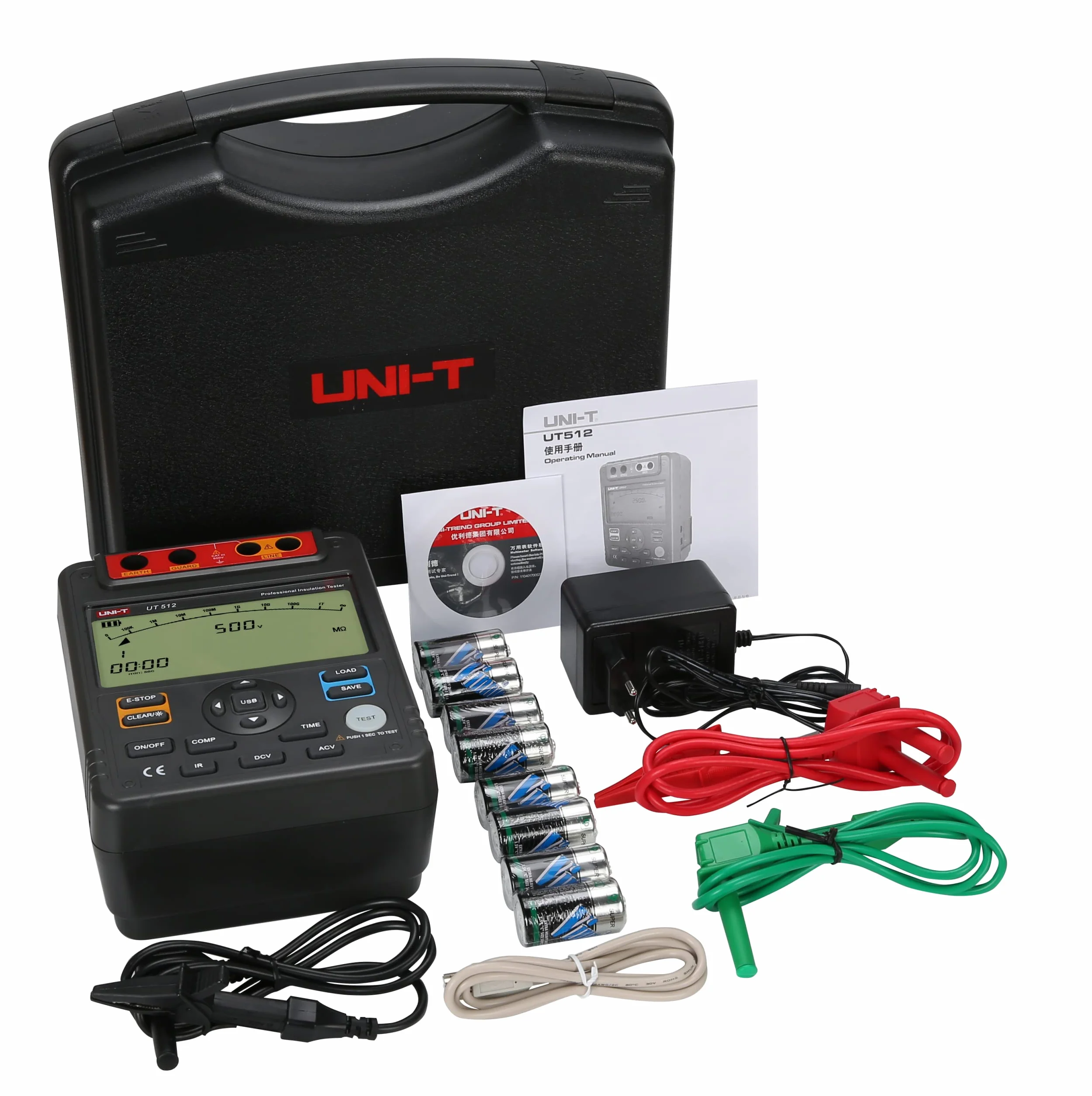 UNI-T UT512 Serie UT510 Probador de Resistencia de Aislamiento, 500V-2500V