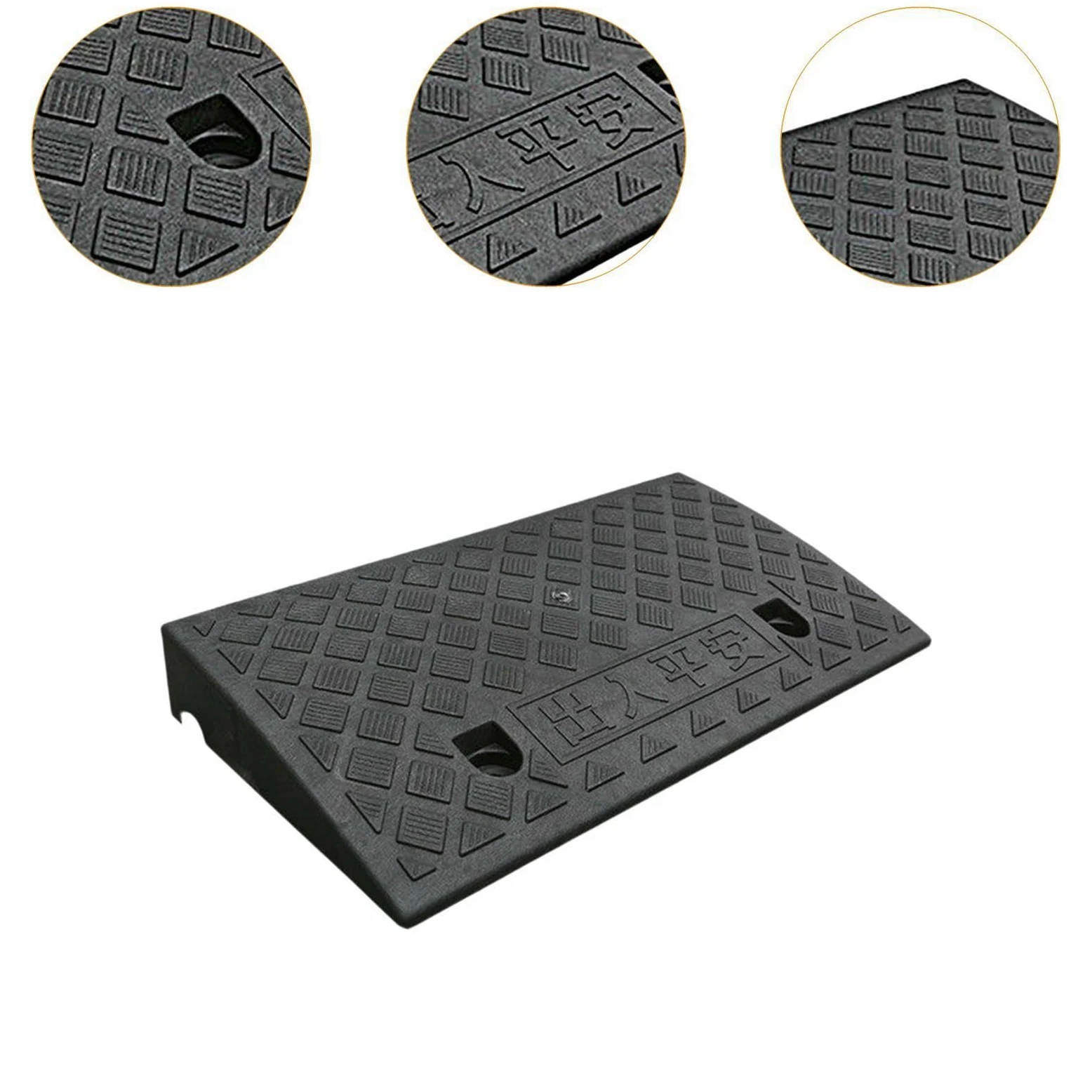 Oshhni Rampa de Almohadilla de pendiente en la carretera Almohadilla de rampa portátil de alta resistencia Rampa de de entrada para camiones Rvs, Alto 6cm Negro