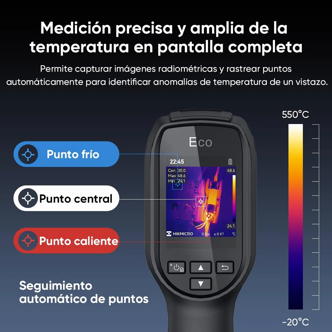 Cámara termográfica HIKMICRO SuperIR 240x240 píxeles 25 Hz -20 °C a 550 °C termómetro láser compacta mano