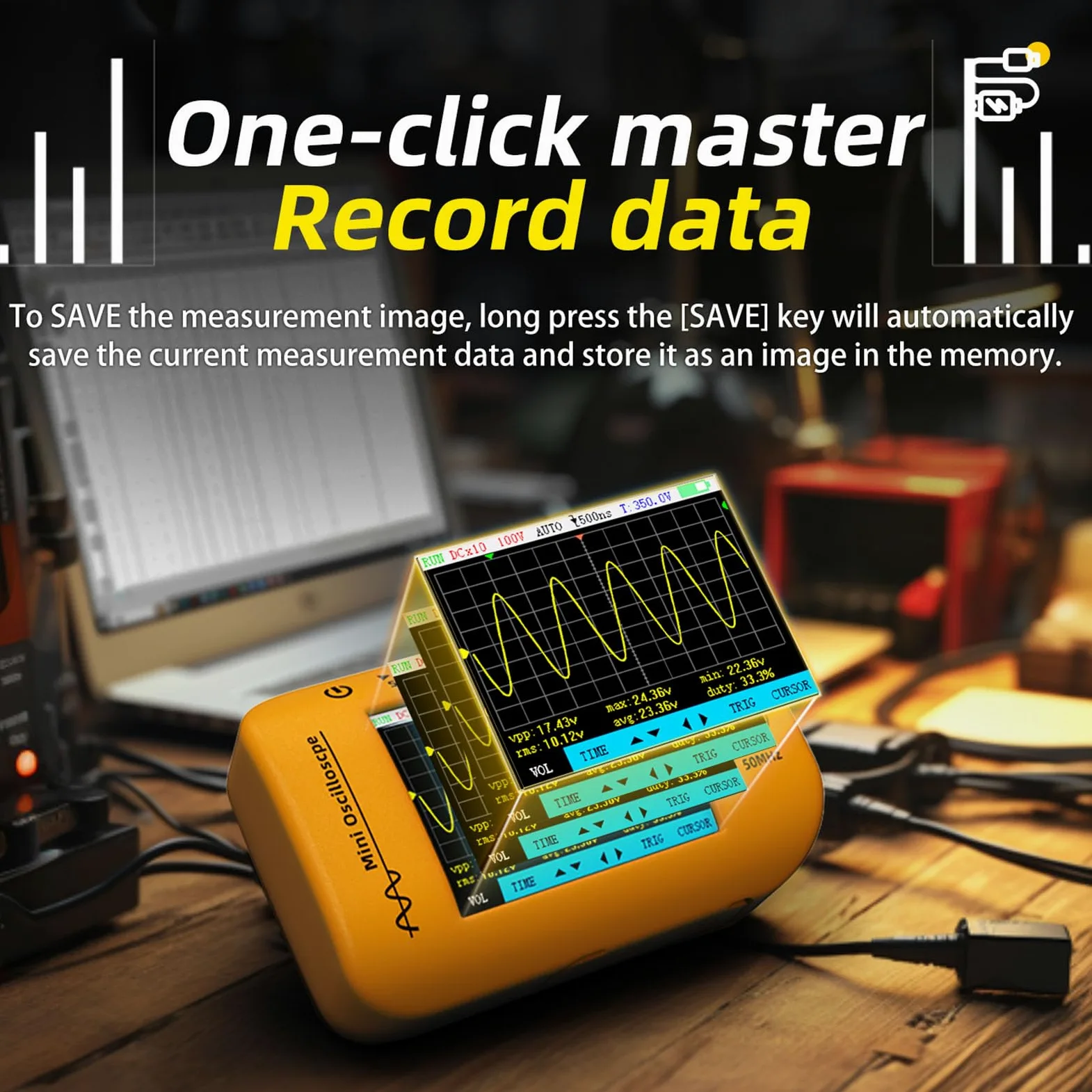 Accuracy 200MSa S - Osciloscopio de muestreo con generador de funciones integradas, funcionamiento simple para reparaciones electrónicas, función matemática, osciloscopio