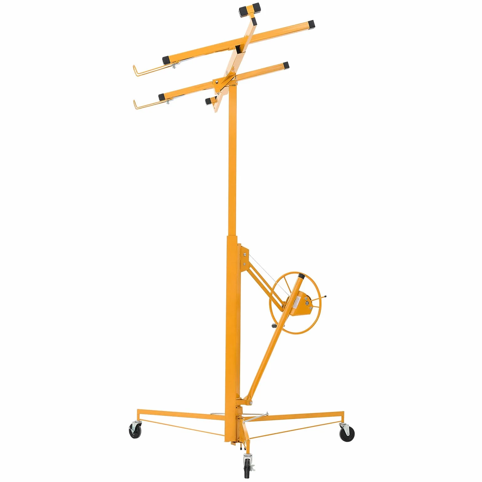 VEVOR Elevador de Placas de Yeso, con Brazo Telescópico Ajustable 1245–2921 mm, Capacidad de Carga de 68 kg, Altura de 3353 mm, para Montaje en Techo y Pared, 1530 x 1530 x 1450 mm, Amarillo