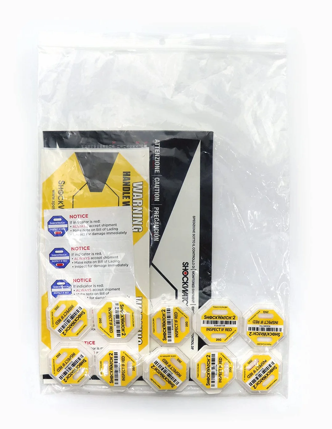 ShockWatch 2 Indicador de Impacto 25G Amarillo para Transporte y Embalaje | Pack de 10 Unidades