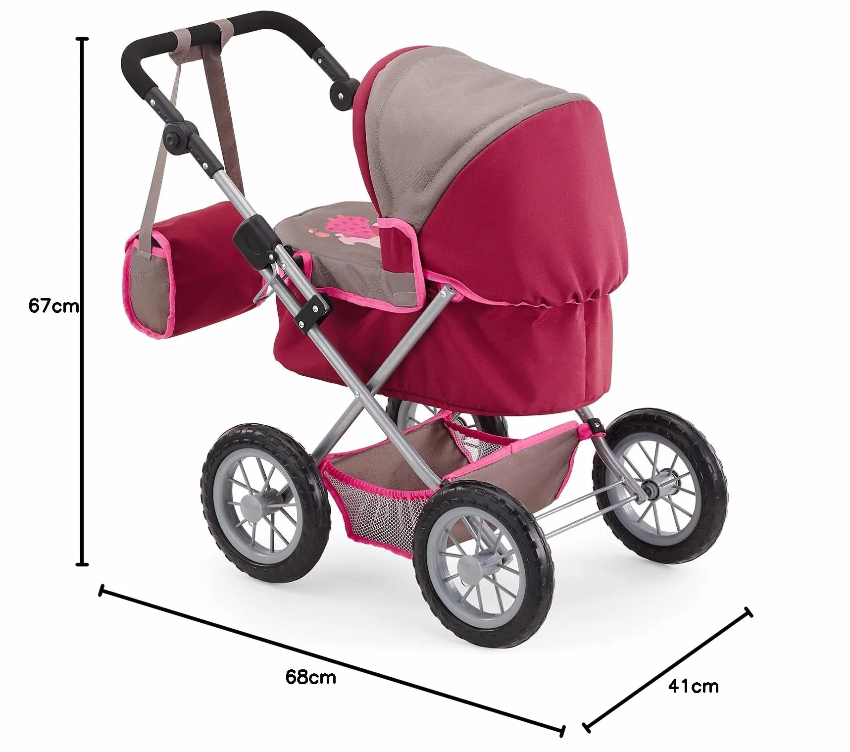 Bayer Design Cochecito Muñecas Trendy Royal 68cm Gris Burdeos