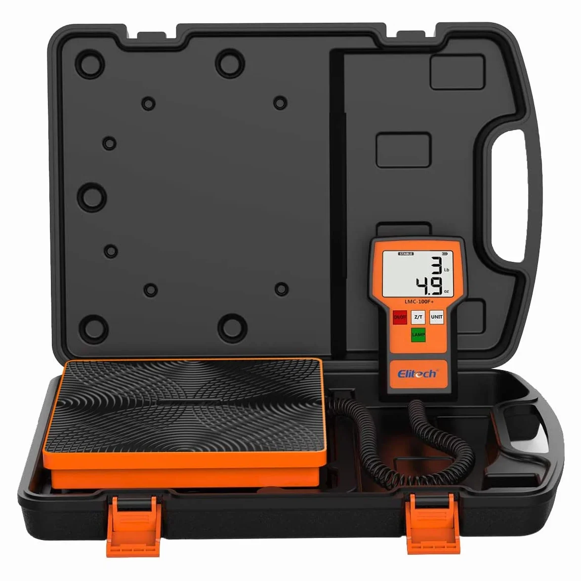 Elitech Báscula Electrónica Refrigerante 50KG de medición más Pesada para HVAC, Escala de Recuperación de Peso de Carga Electrónica de Refrigerante Inalámbrico LMC-100F+