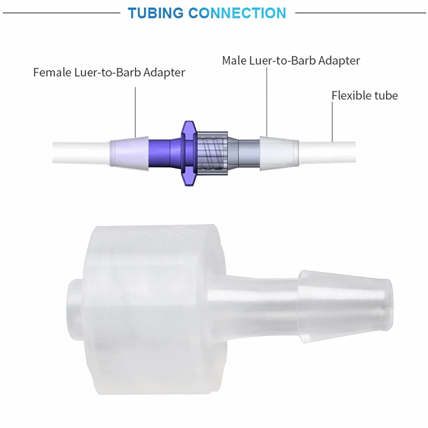 MEETOOT 10 adaptadores Luer a Barb macho Luer con anillo de bloqueo 1/8 pulgadas conector rápido 3,2 mm para laboratorio