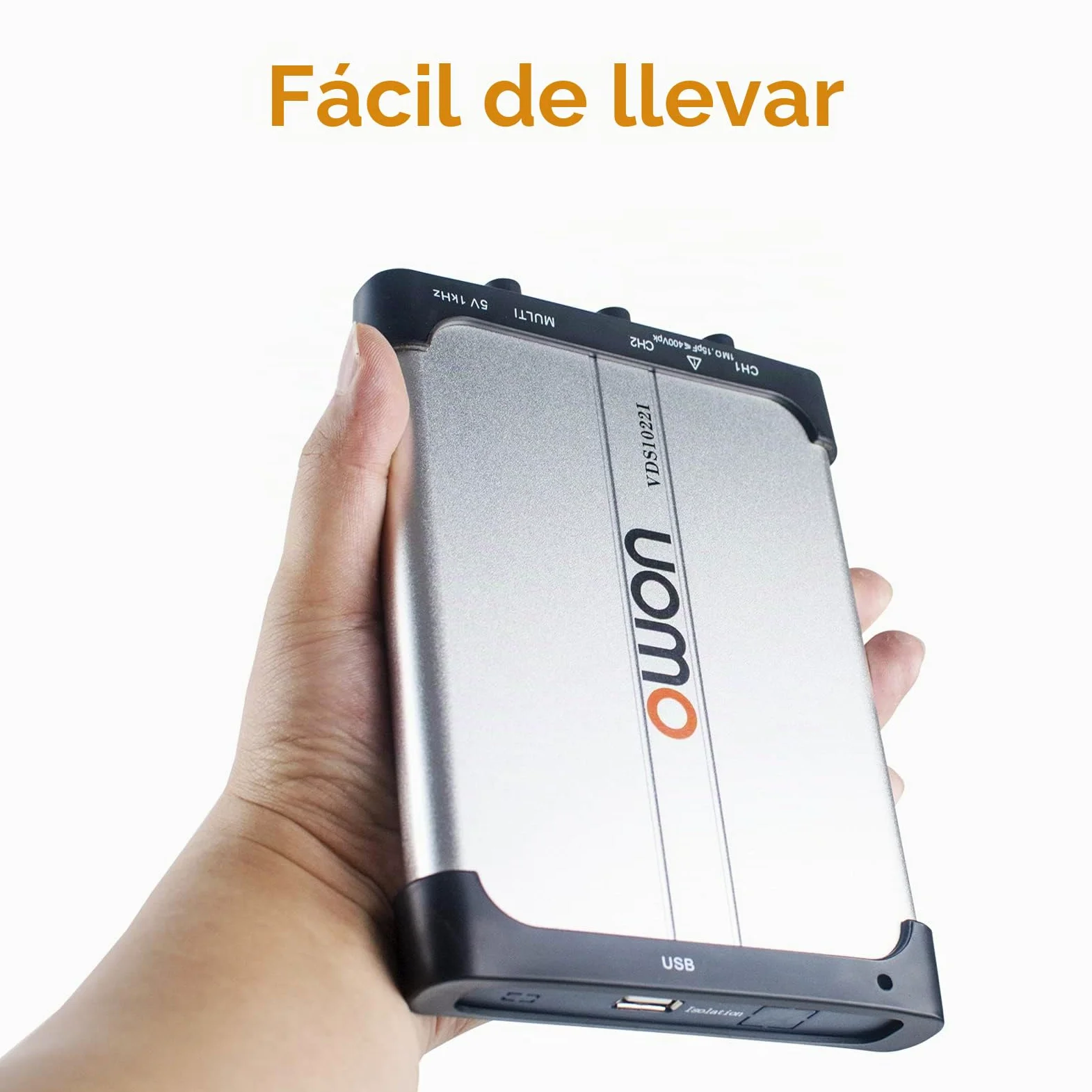 OWON VDS1022i Oscilloscopio USB basato su PC, 2+1 (multi) canali portatile, larghezza di banda 25 MHz con isolamento del canale