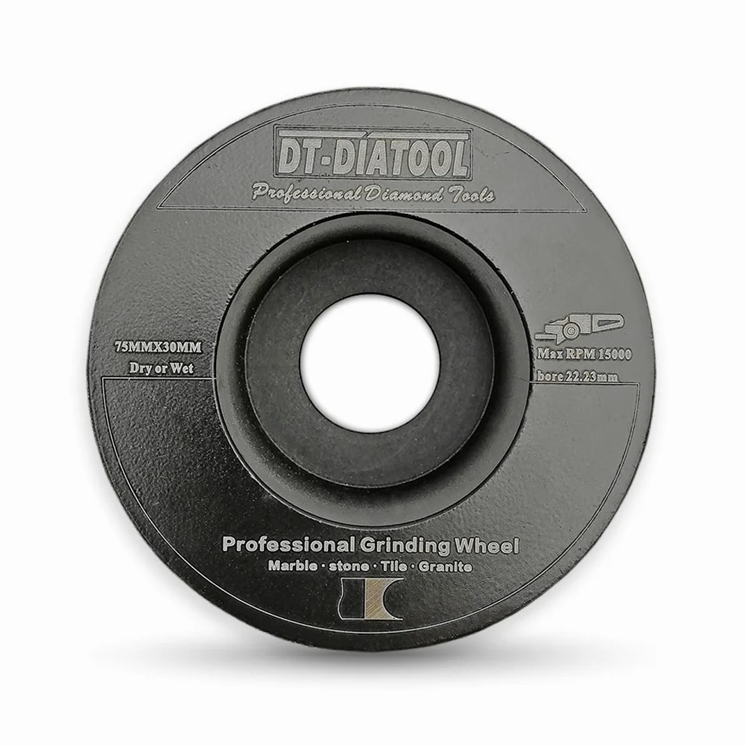 Discos de Esmerilado Manual, Muela de Diamante soldada al vacío 75 mm (3") con Eje Borde semicircular, Grano 60 7/8", Varios tamaños(1,30mm)