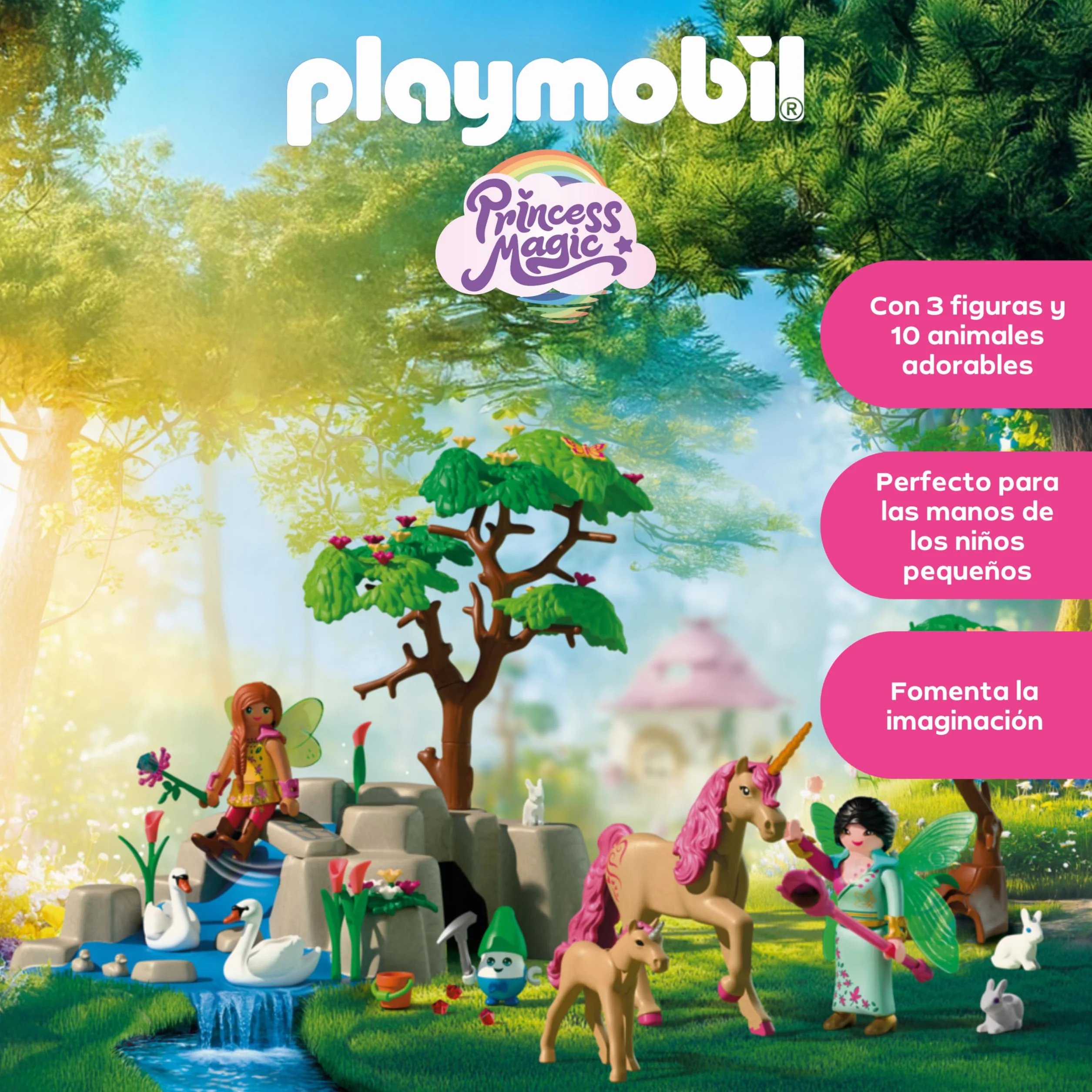 PLAYMOBIL Fantasy & Magic Excursión de Las Hadas 2 Hadas Familia de Unicornios Joyling Cueva de Piedras Preciosas Juguete 4 años 72067