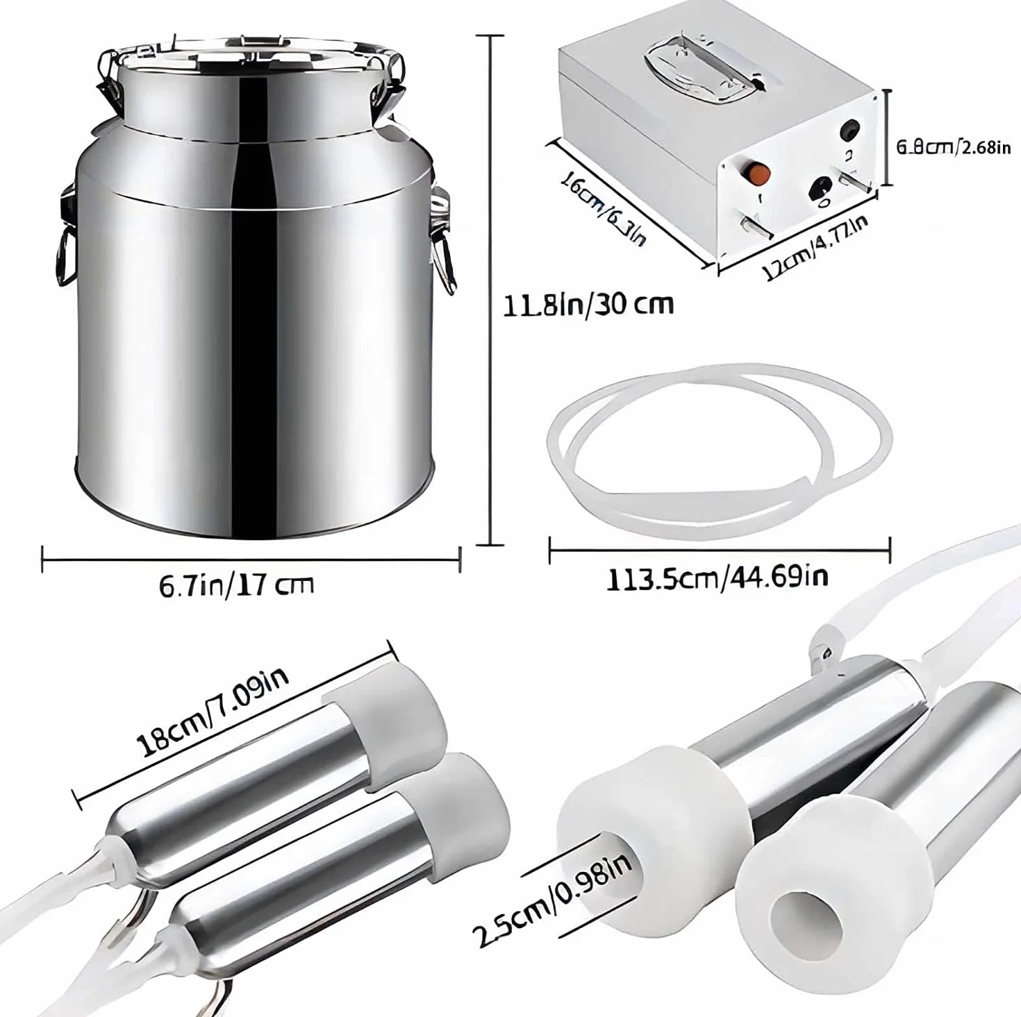 Máquina de Ordeño de Cabra, Máquina de Leche 7L/14L, Ordeñadora eléctrica,Botella de Acero Inoxidable, Kit de Ordeño Portátil para Granja de Plantas de Leche,ForGoats-7L