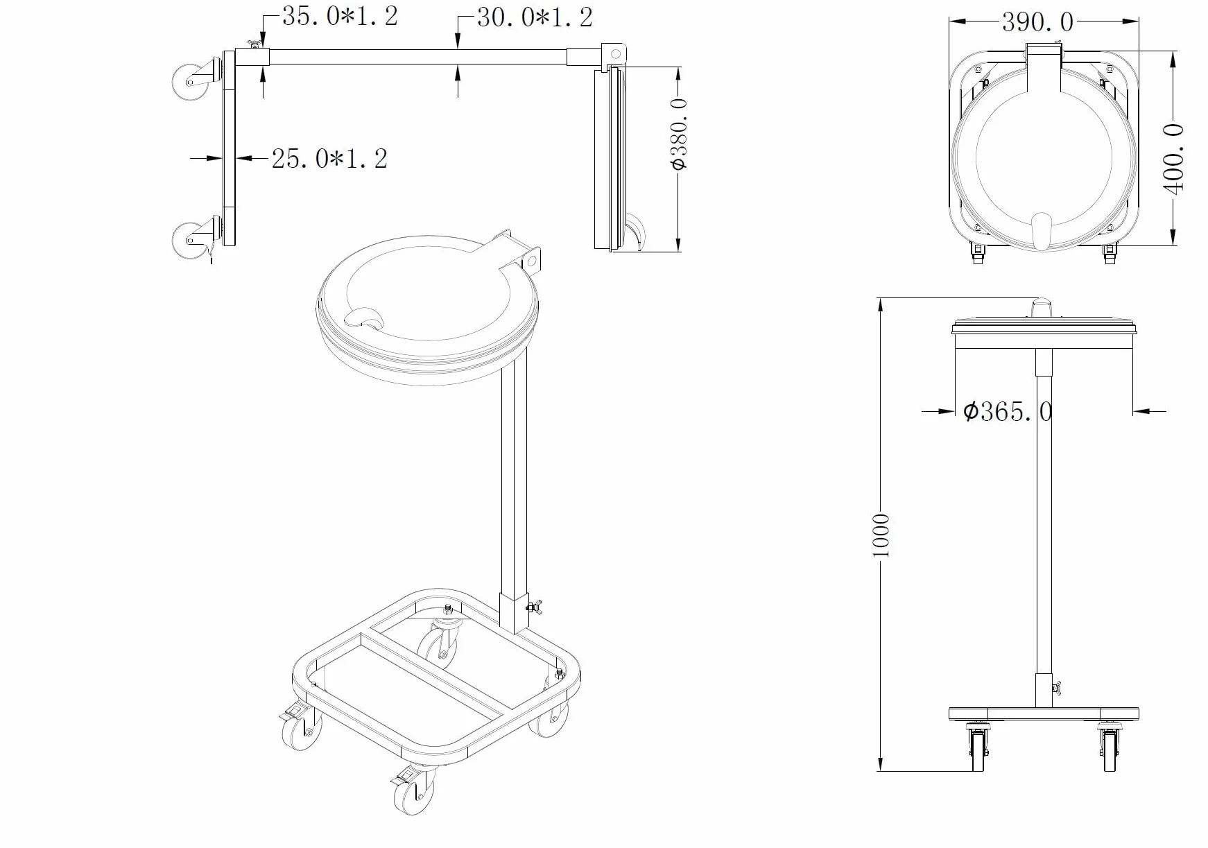 QUICK STAR Soporte para Bolsas de Basura con Tapa y 4 Ruedas | Porta Bolsas de Basura Metálico 120 litros | Robusto Acero Galvanizado | Bolsa Amarilla 120L | Contenedor de Residuos Móvil