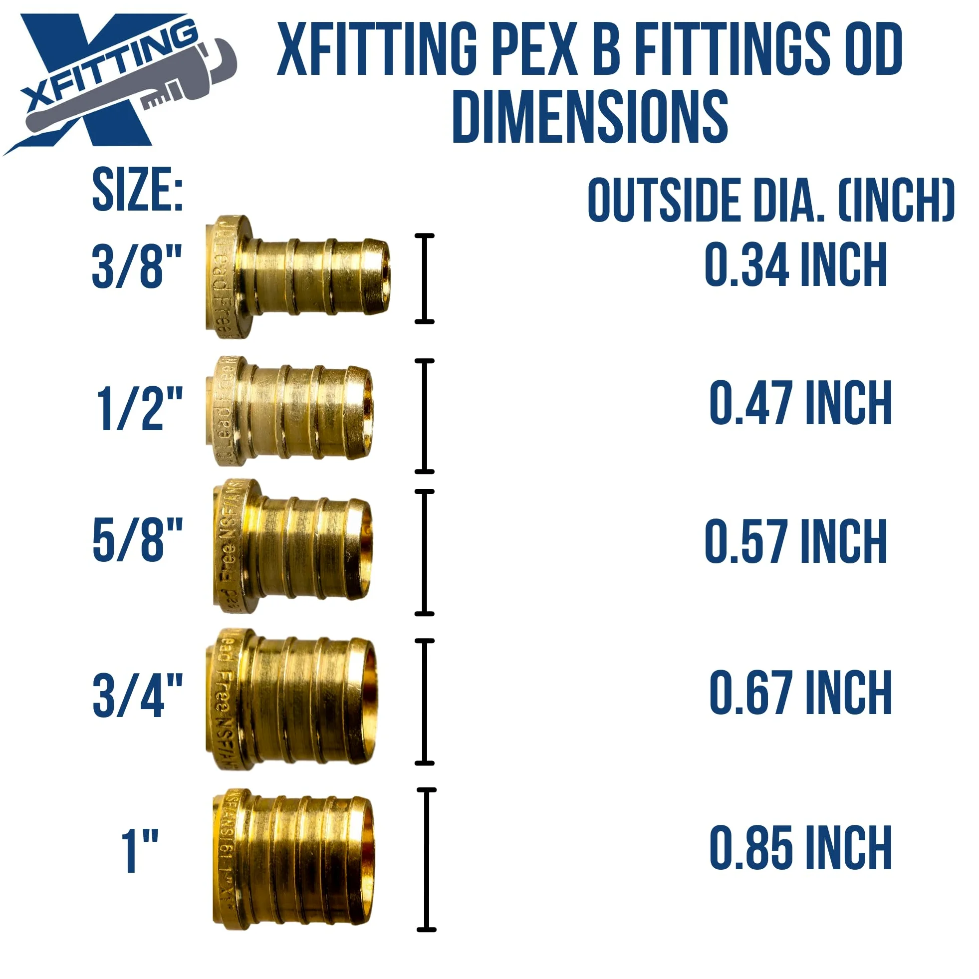 XFITTING Válvula de bola Pex de 10 piezas de 1/2 pulgada con mango rojo, 24-2-1 = 10X (10)