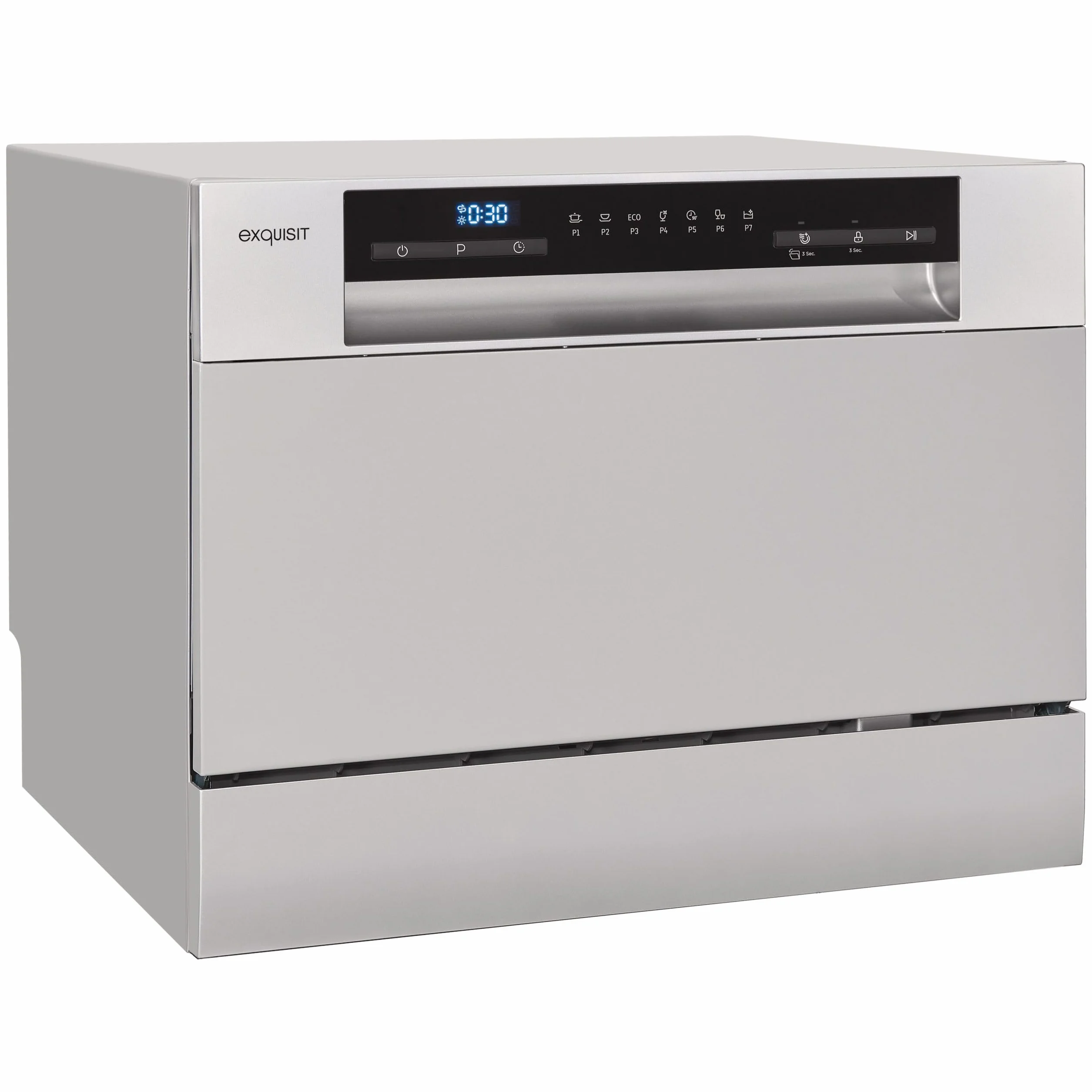 Exquisit Lavavajillas 55cm Clase D Plateado 6 Servicios 7 Programas 30 Min Inicio Diferido 49 kWh/100ciclos