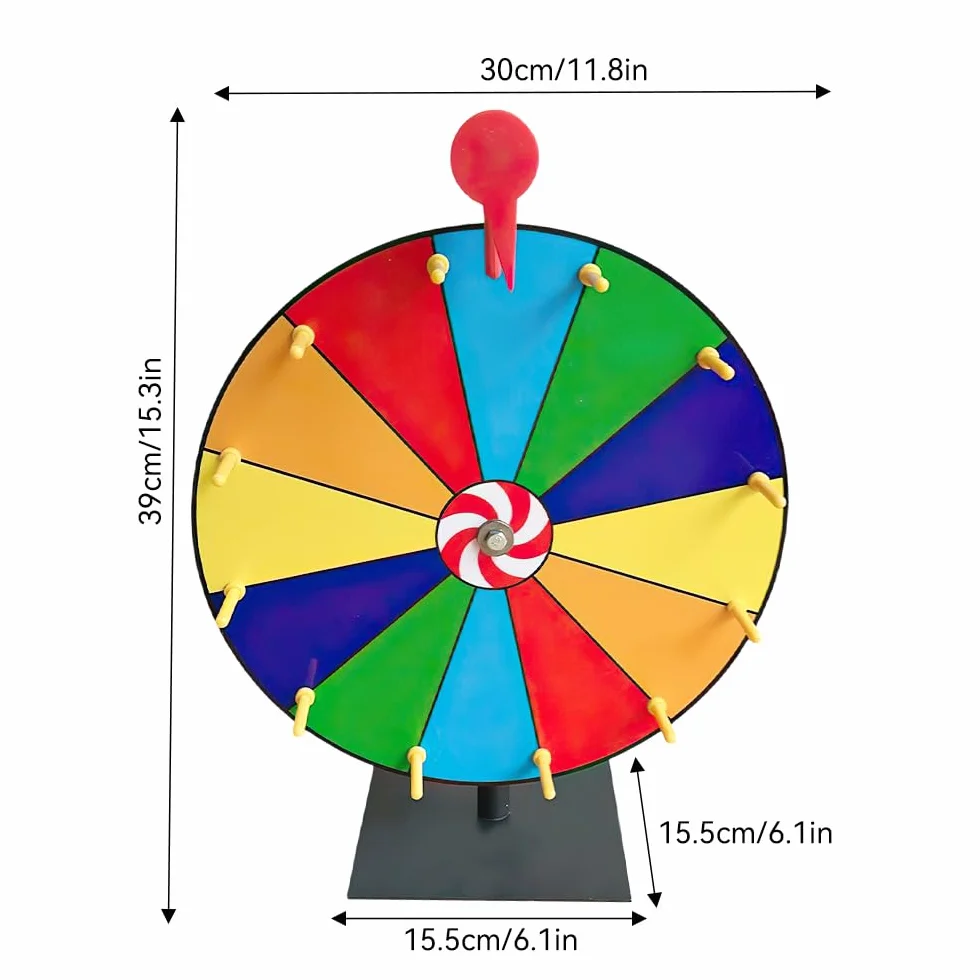 Lotvic Rueda de la Fortuna 30cm Juego de Ruleta Reutilizable para Carnaval y Feria