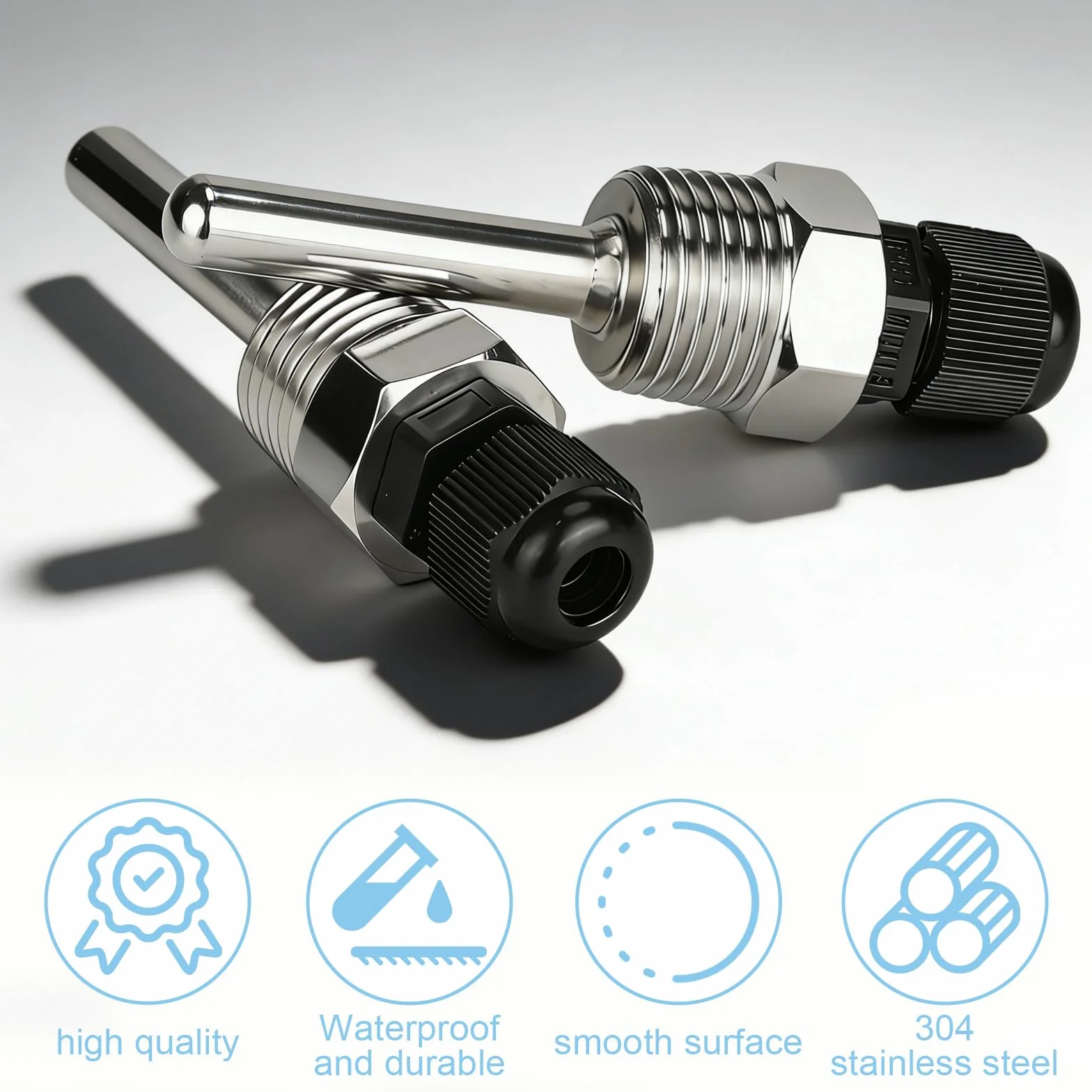 2 Piezas Manguitos de Buceo de Acero Inoxidable 304 Rosca G 1/2 Pulgadas Manguitos de Buceo para Sensor de Temperatura Tubos de Protección Contra Inmersión (8 x 50 mm)