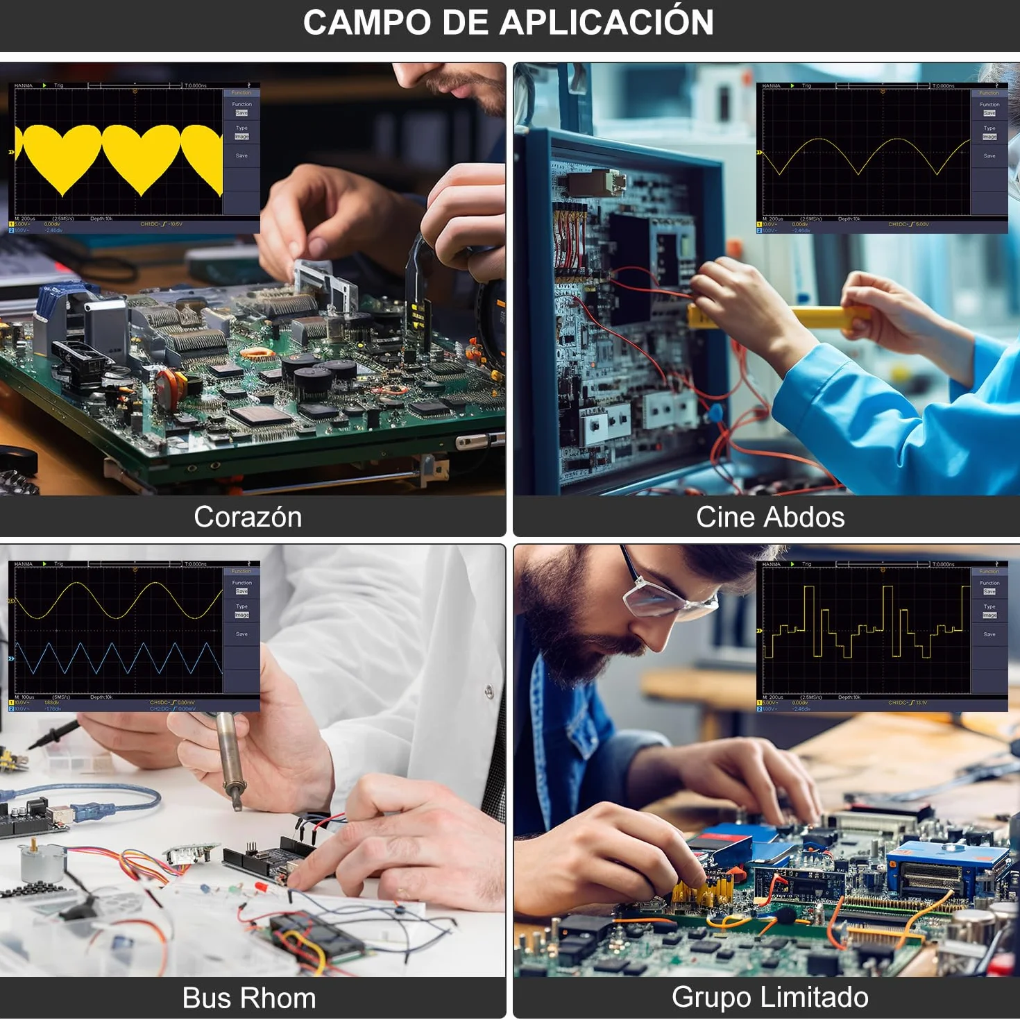 HANMATEK 2 en 1 Osciloscopio Digital Generador de señal DDS DOS1102S con Ancho de Banda de 110 mhz, 2 Canales y Pantalla TFT-LCD, Frecuencia de Muestreo de 500 MS/s *2