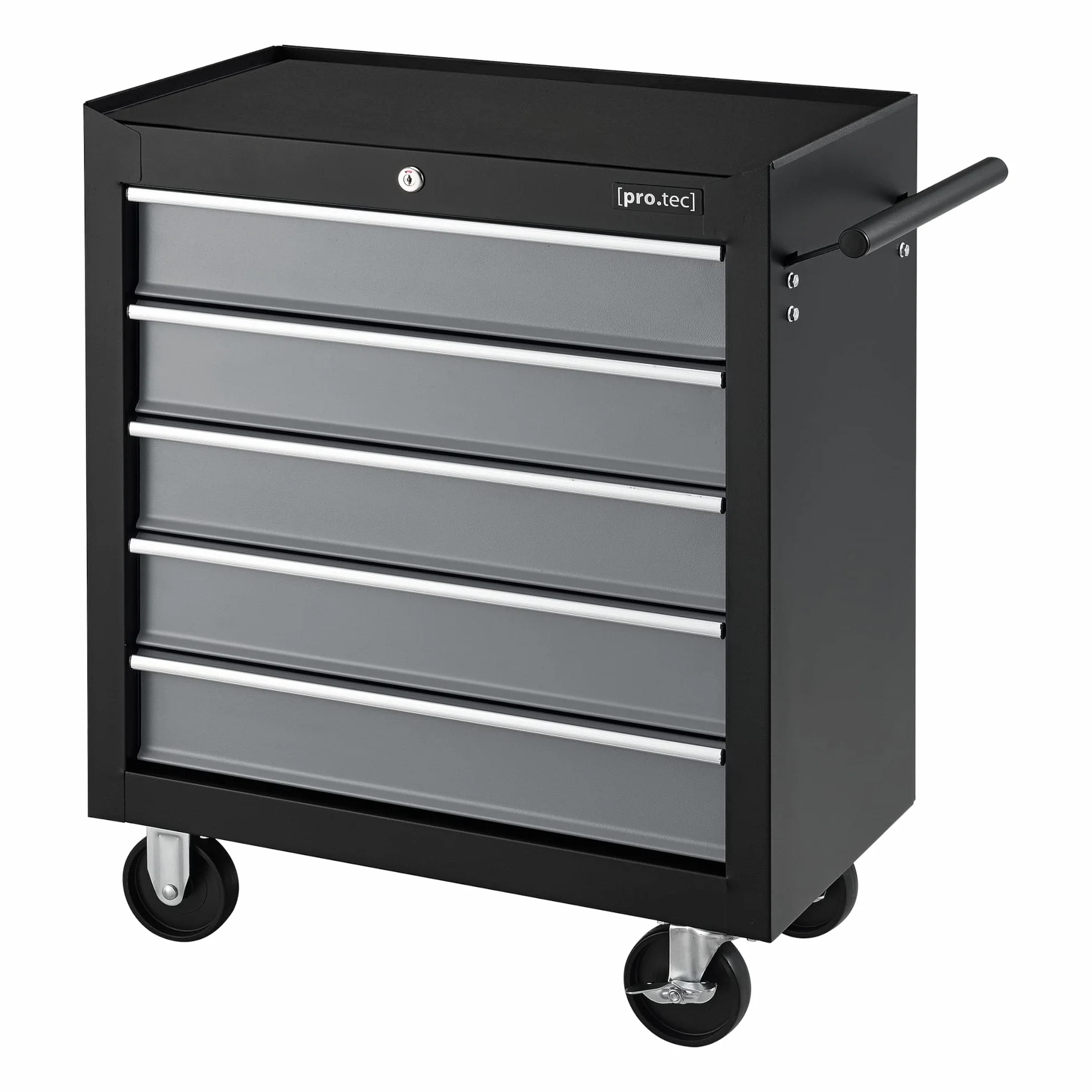 pro.tec Carrito de Herramientas de Acero con 5 Cajones y 4 Ruedas Carro de Caja Taller Móvil en Negro 69 x 33 x 77,5 cm Máx. 10kg